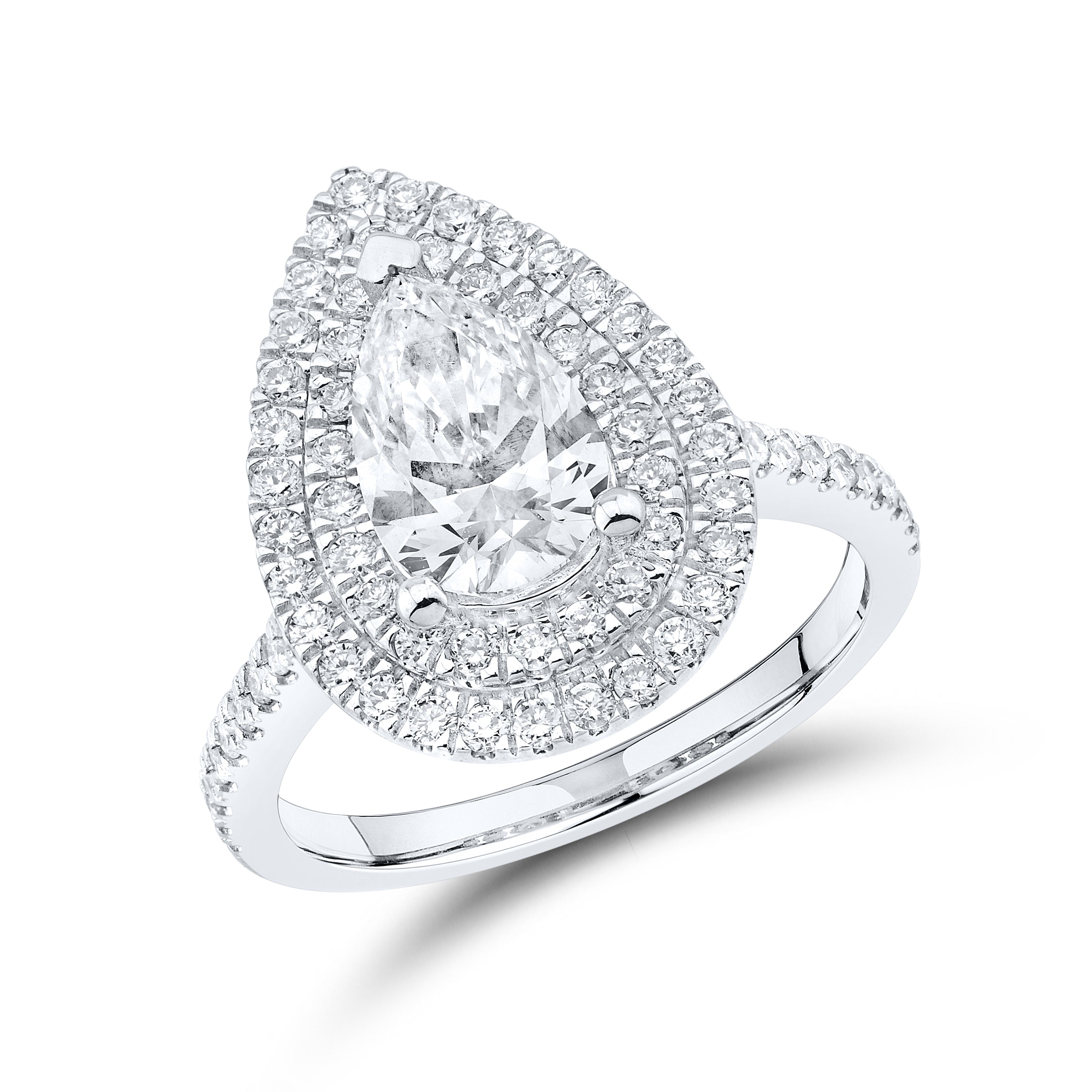 14kt White Gold 2.19 CTW Lab Diamond Pear Shape Engagement Ring