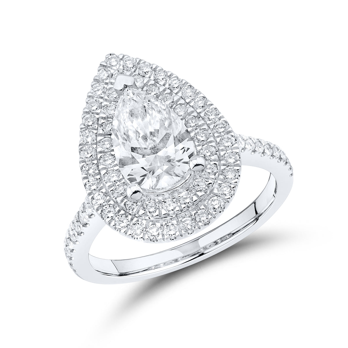 14kt White Gold 2.19 CTW Lab Diamond Pear Shape Engagement Ring