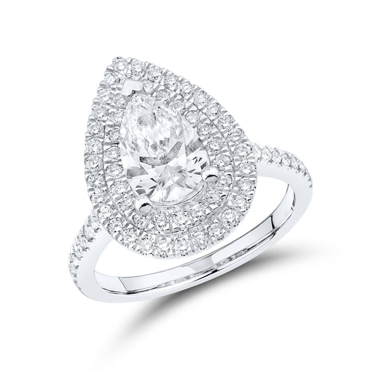 14kt White Gold 2.19 CTW Lab Diamond Pear Shape Engagement Ring