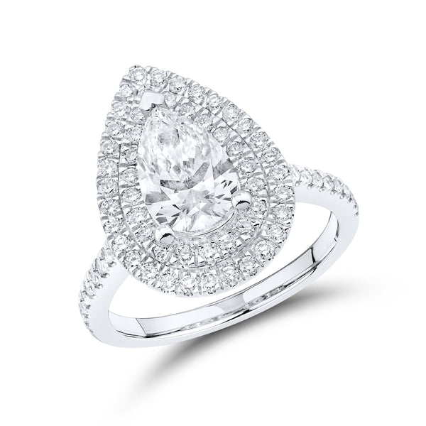 14kt White Gold 2.19 CTW Lab Diamond Pear Shape Engagement Ring