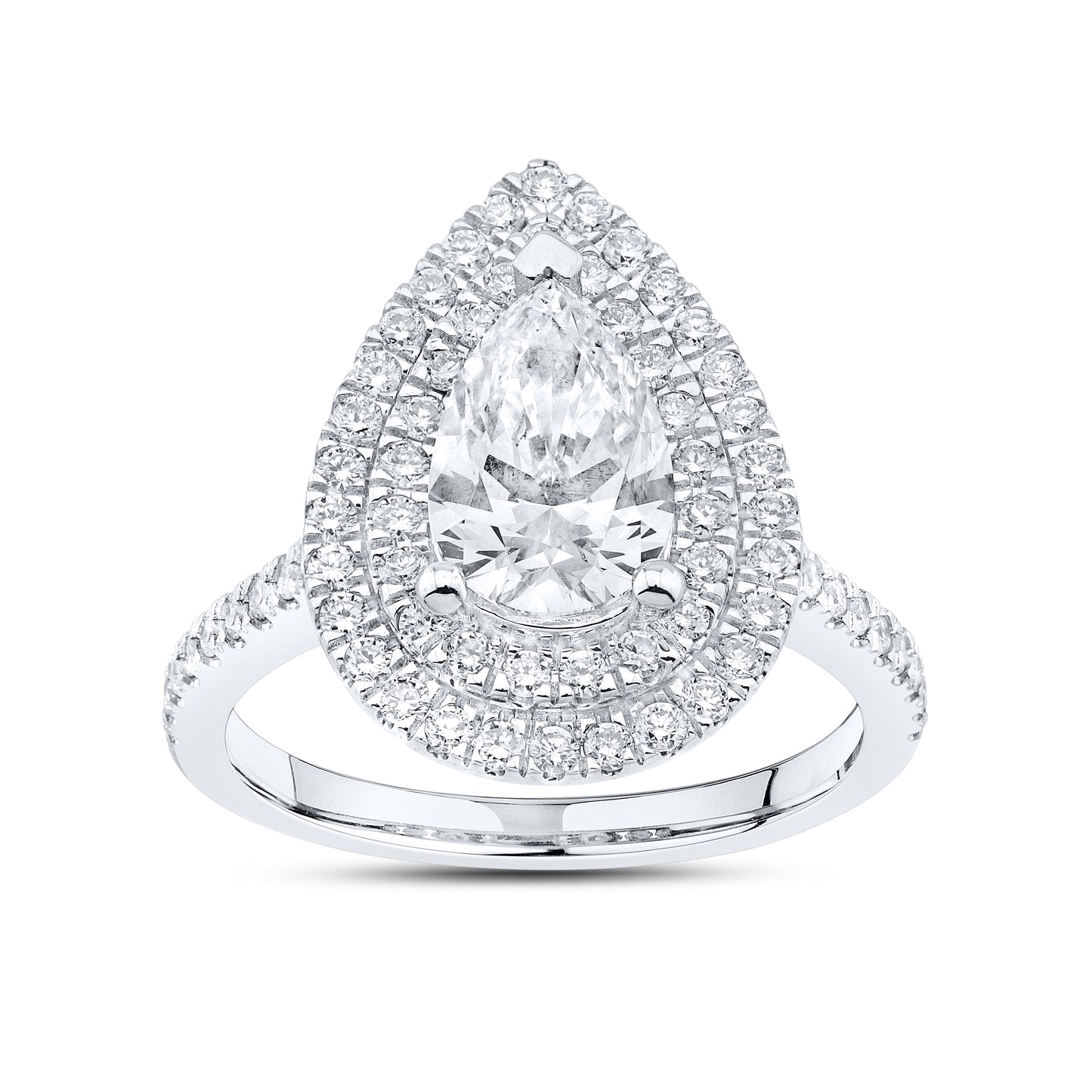 14kt White Gold 2.19 CTW Lab Diamond Pear Shape Engagement Ring