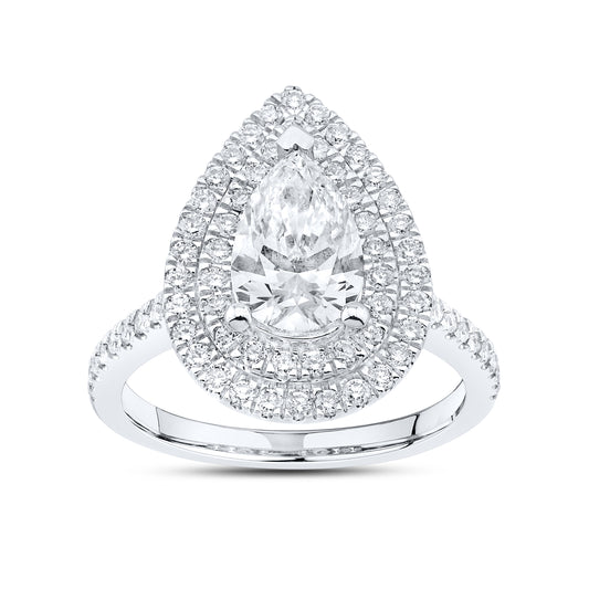 14kt White Gold 2.19 CTW Lab Diamond Pear Shape Engagement Ring