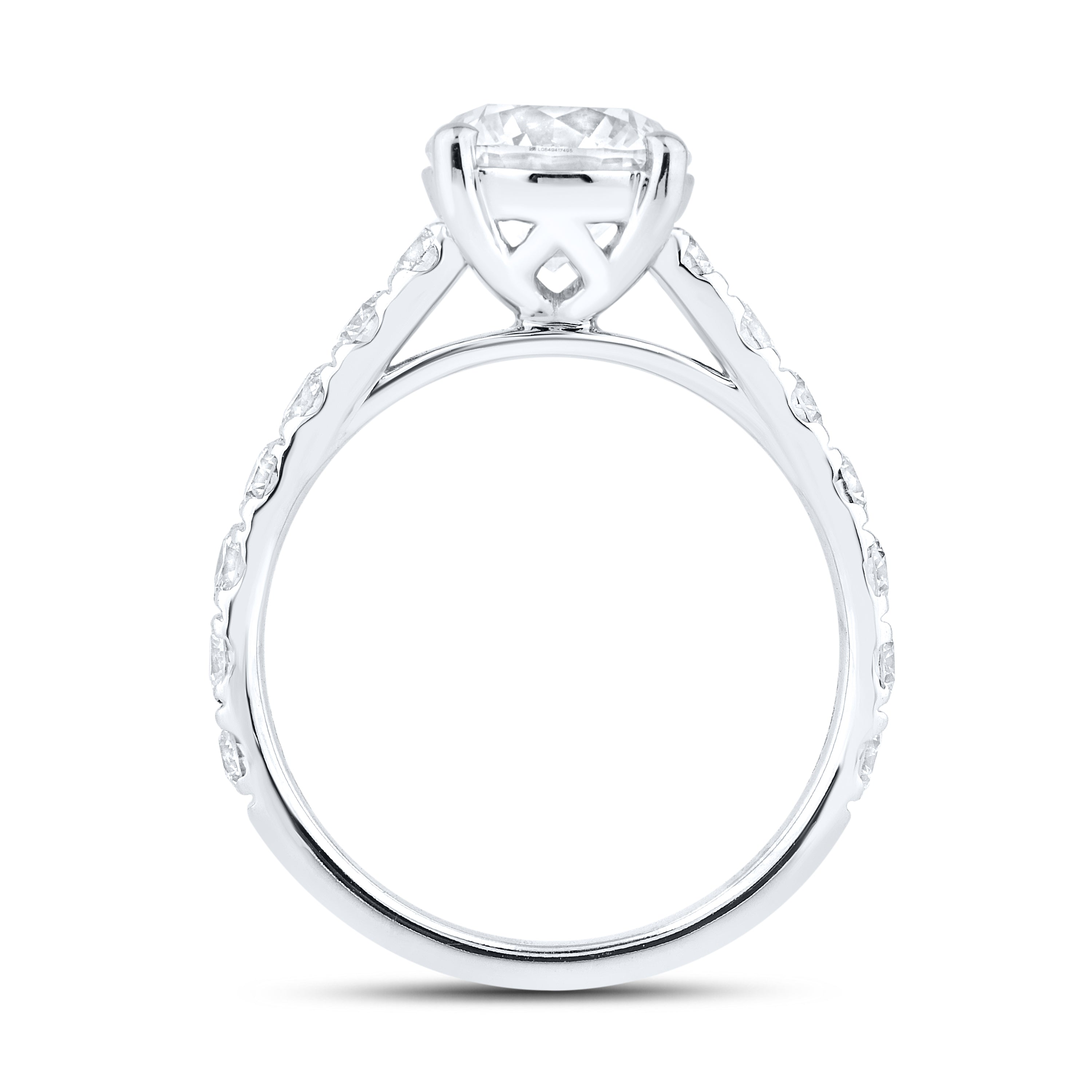 14kt White Gold 2.40 CTW Lab Diamond Round Shape Solitaire Ring