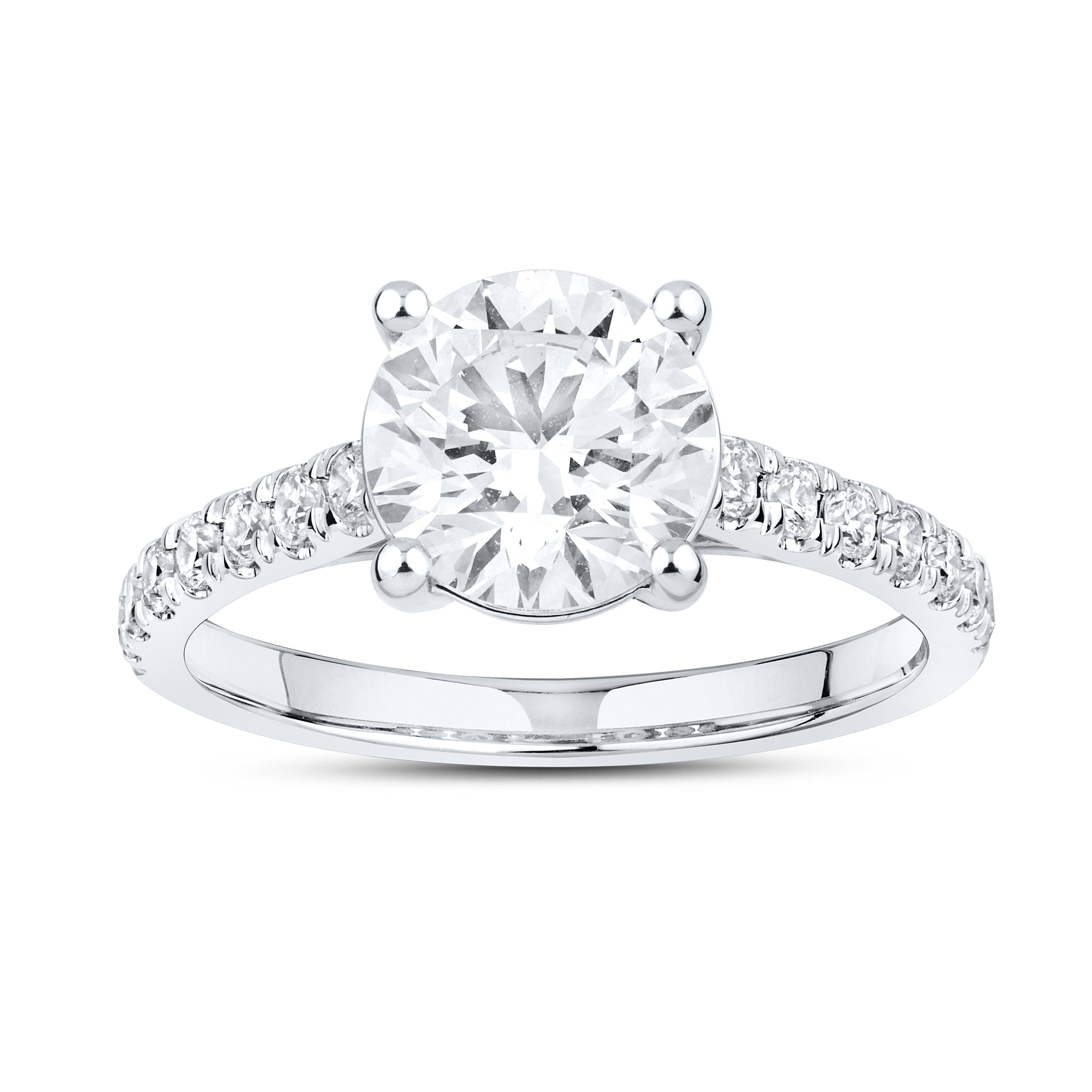 14kt White Gold 2.40 CTW Lab Diamond Round Shape Solitaire Ring
