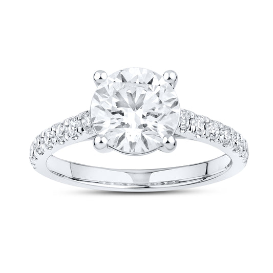 14kt White Gold 2.40 CTW Lab Diamond Round Shape Solitaire Ring