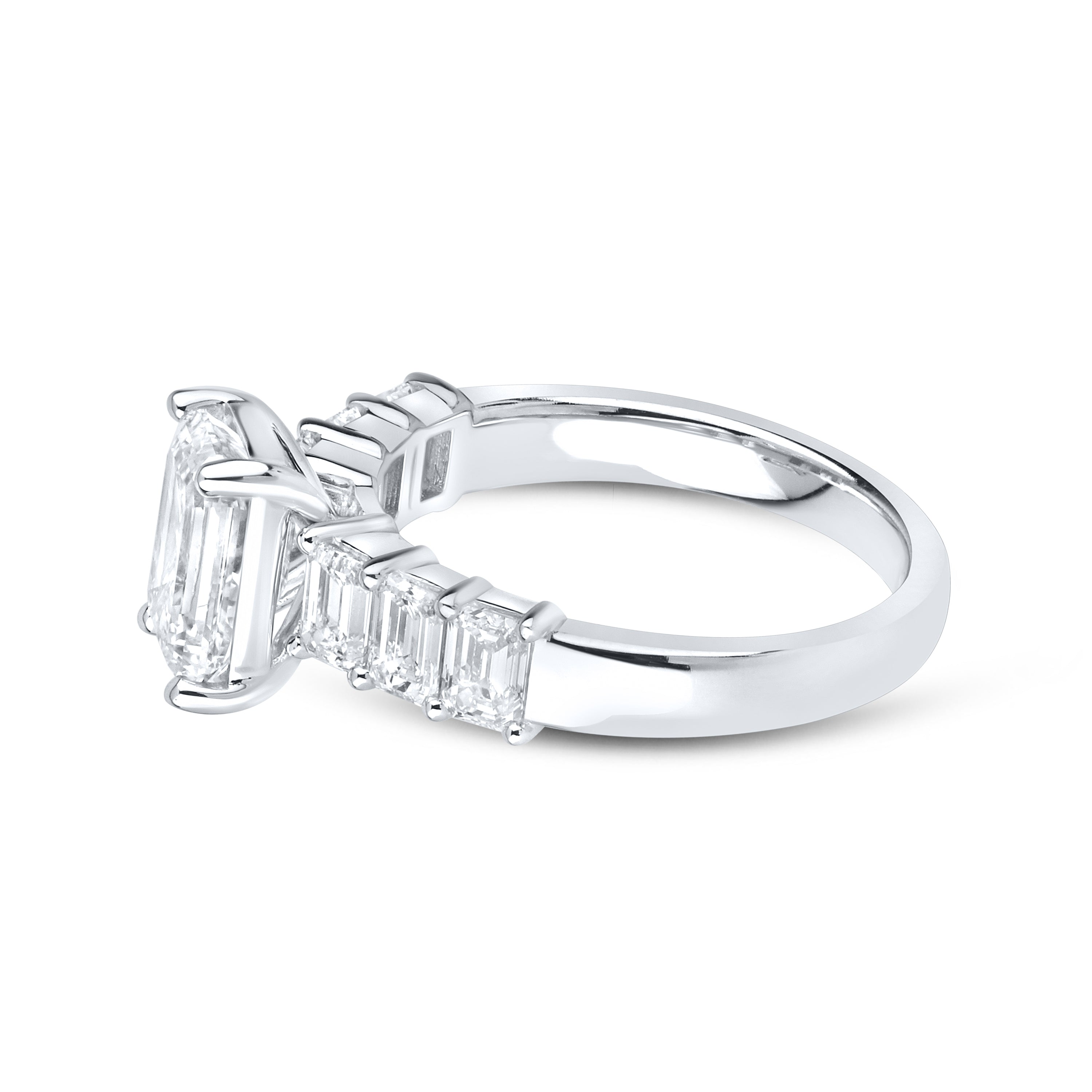 14kt White Gold 3.24 CTW Lab Diamond Emerald Shape Solitaire Ring