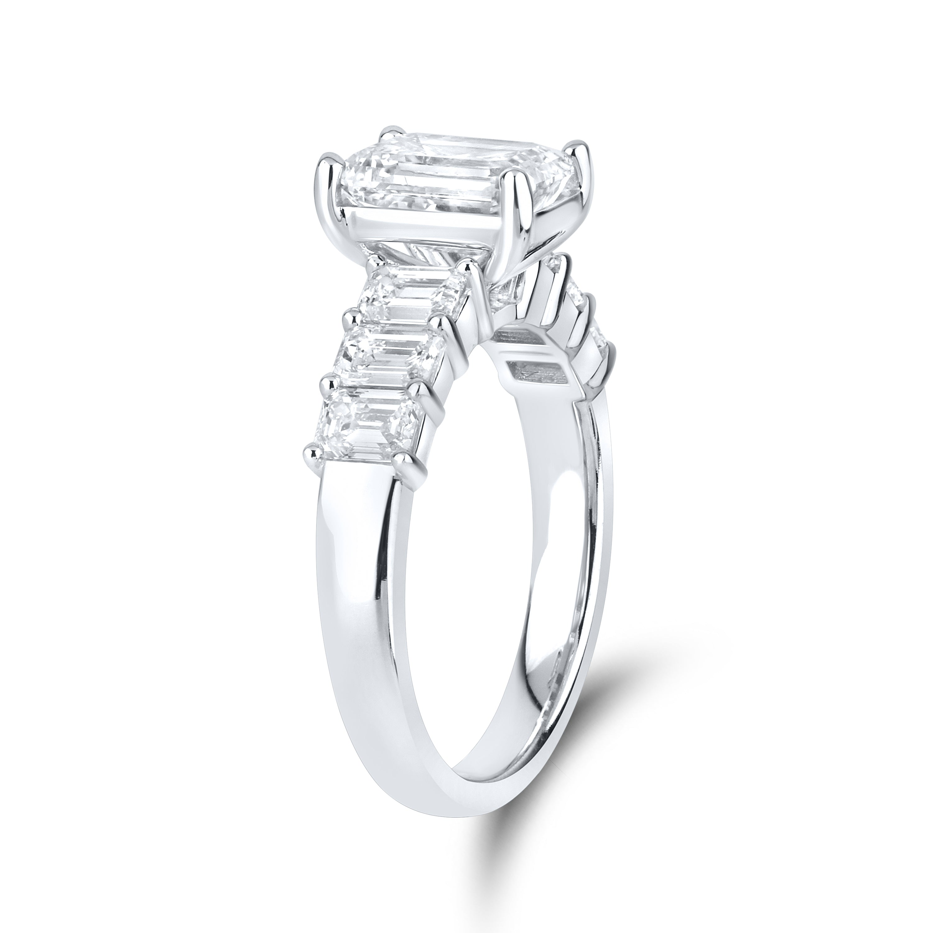 14kt White Gold 3.24 CTW Lab Diamond Emerald Shape Solitaire Ring