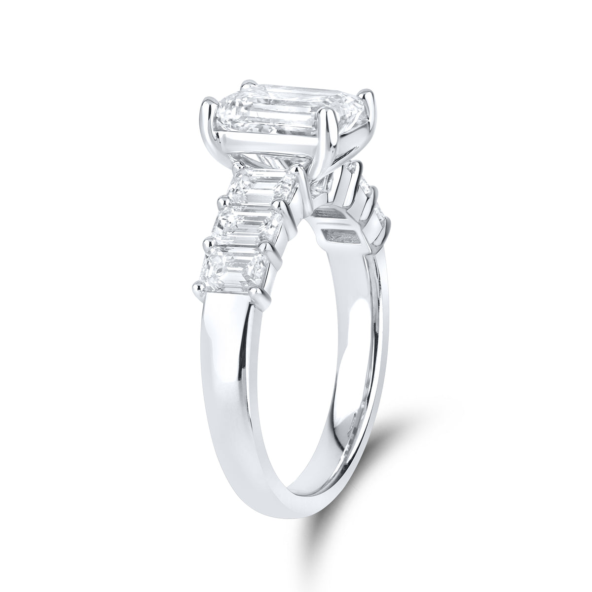 14kt White Gold 3.24 CTW Lab Diamond Emerald Shape Solitaire Ring