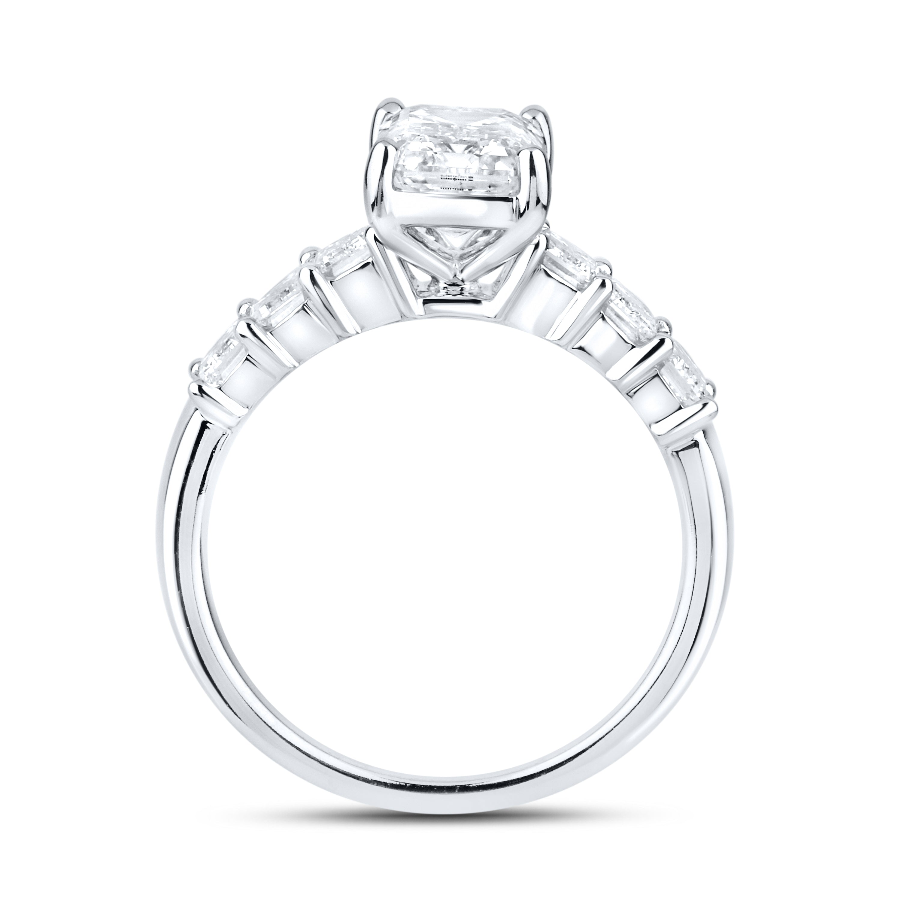 14kt White Gold 3.24 CTW Lab Diamond Emerald Shape Solitaire Ring