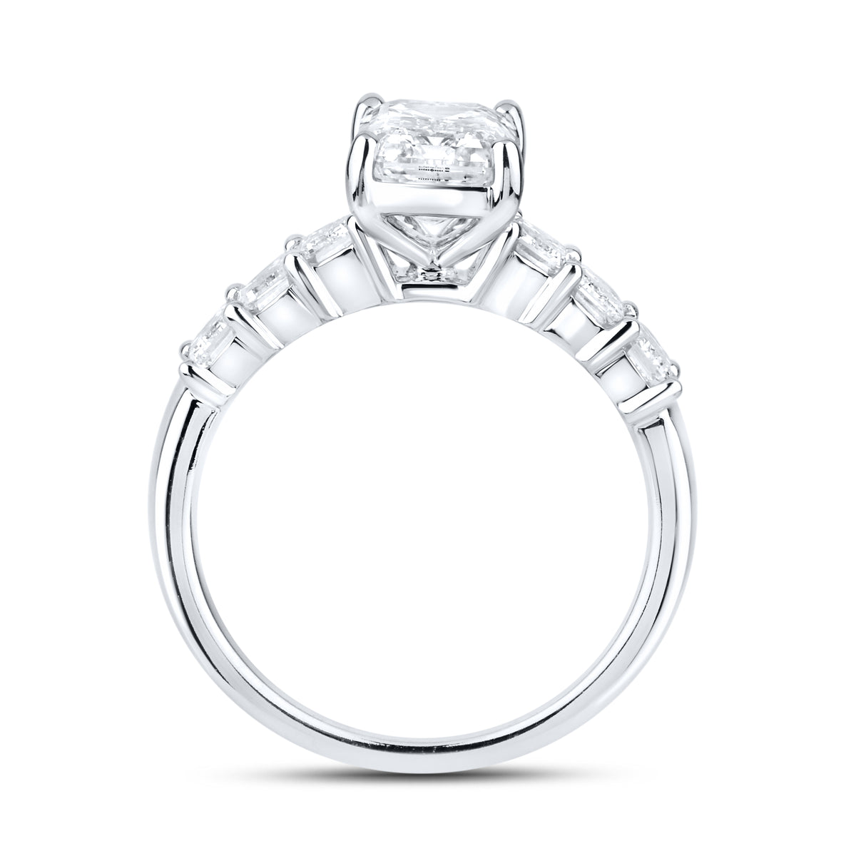 14kt White Gold 3.24 CTW Lab Diamond Emerald Shape Solitaire Ring