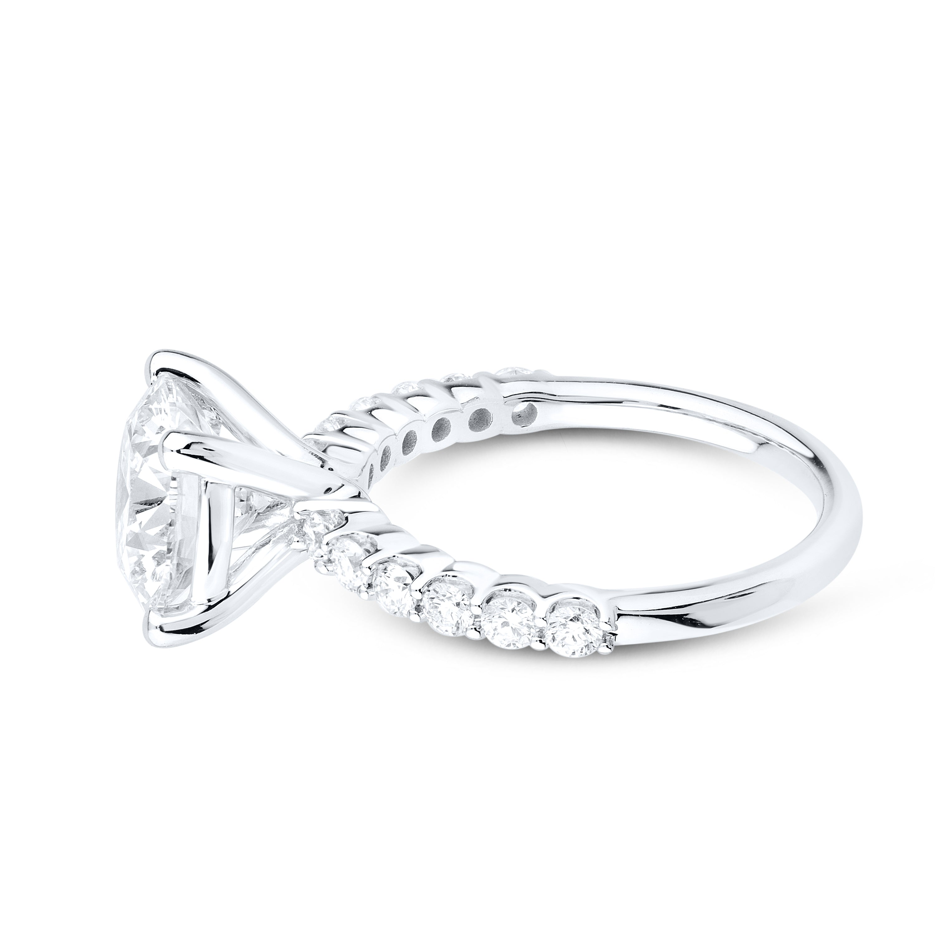 14kt White Gold 3.55 CTW Round Shape Lab Diamond Engagement Ring