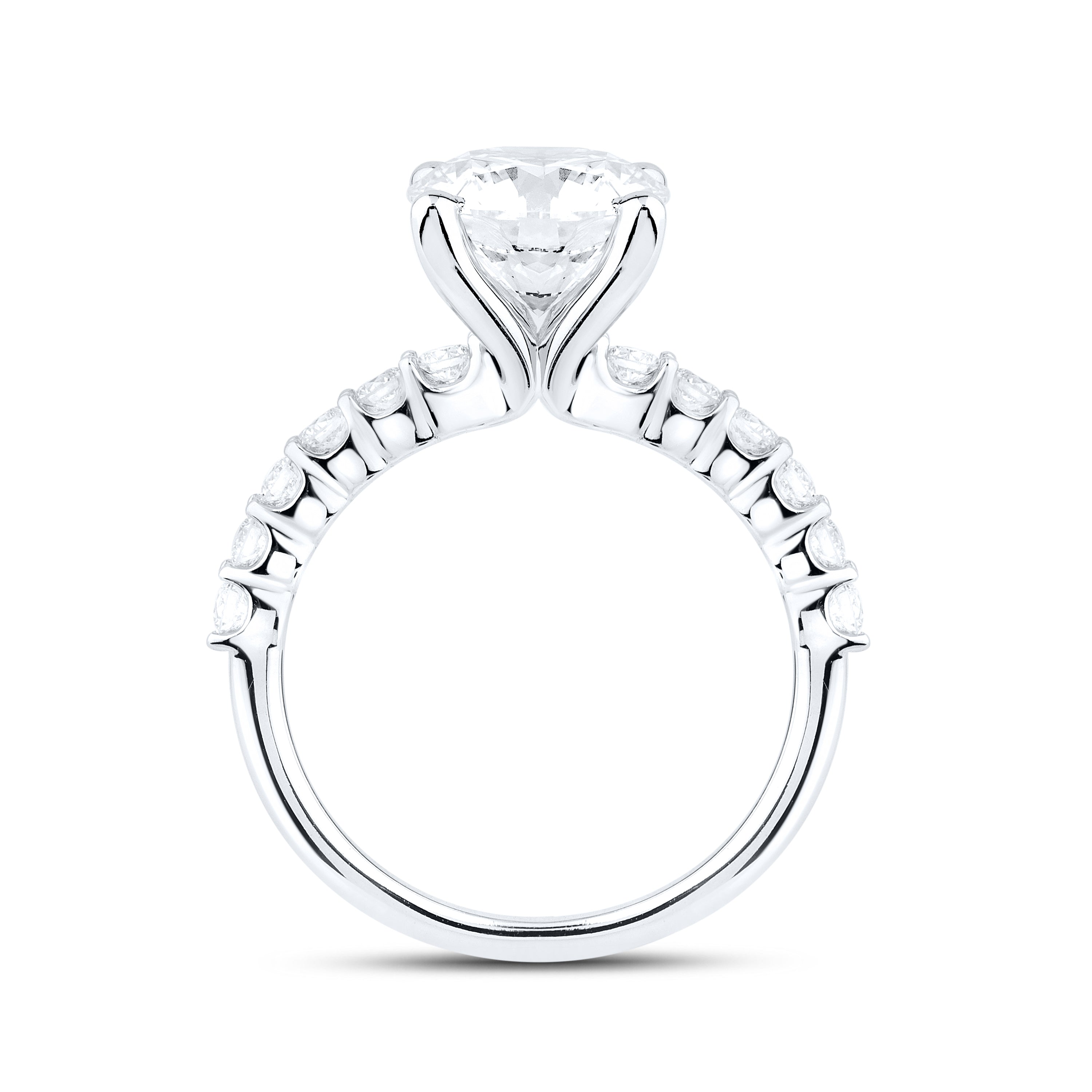 14kt White Gold 3.55 CTW Round Shape Lab Diamond Engagement Ring