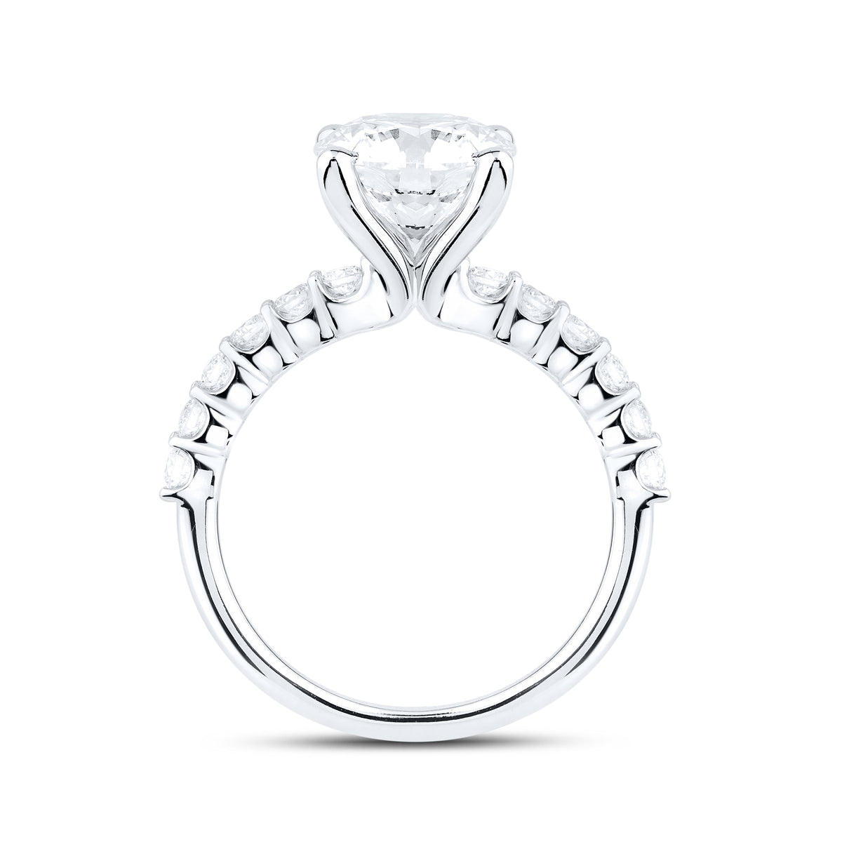 14kt White Gold 3.55 CTW Round Shape Lab Diamond Engagement Ring