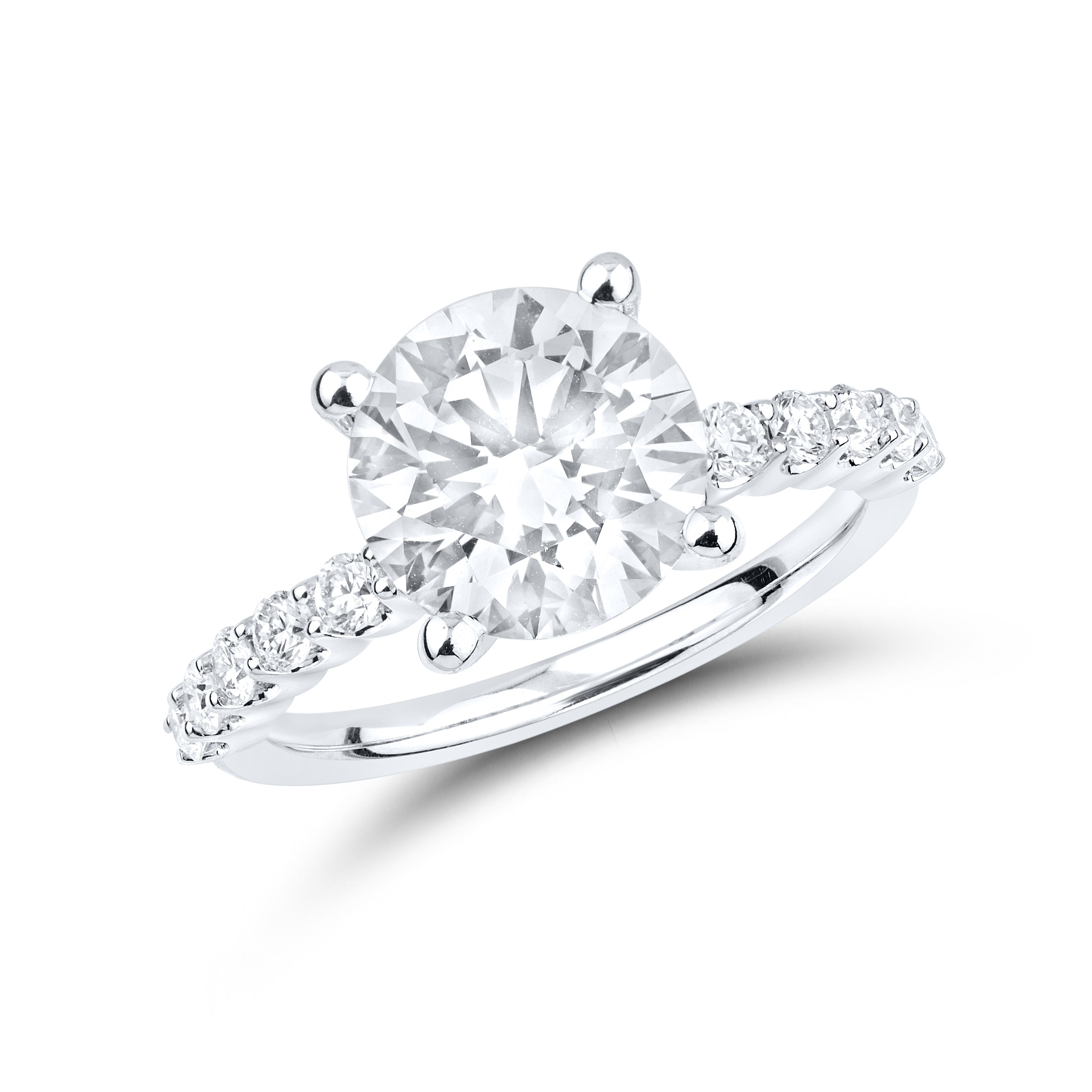 14kt White Gold 3.55 CTW Round Shape Lab Diamond Engagement Ring