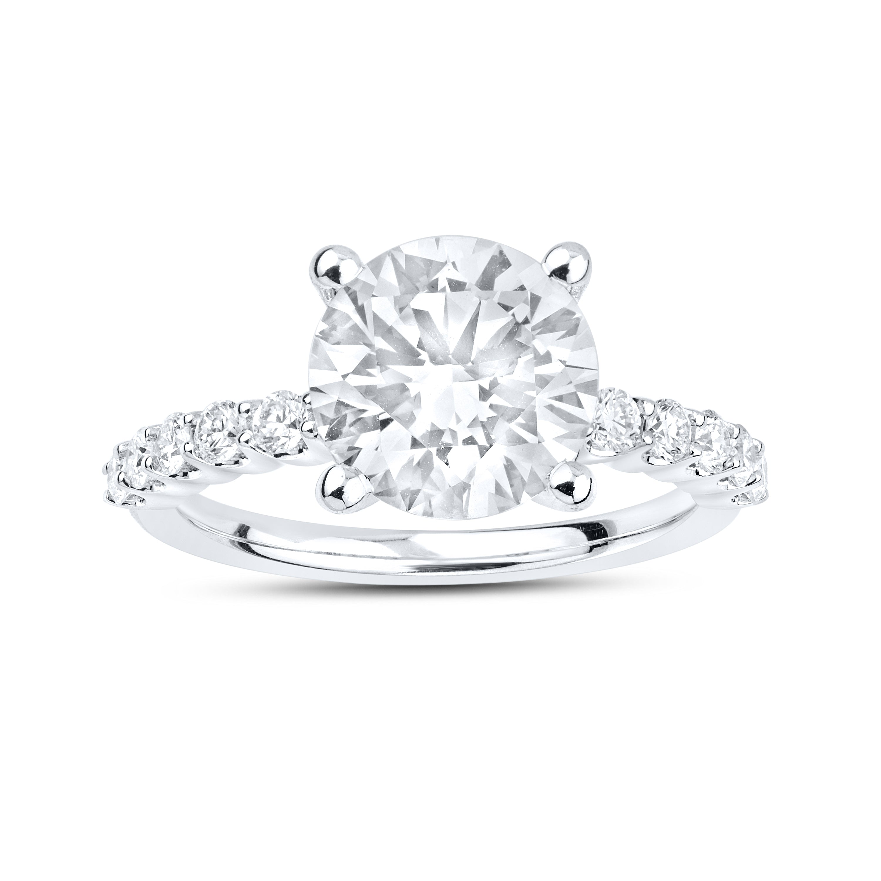14kt White Gold 3.55 CTW Round Shape Lab Diamond Engagement Ring