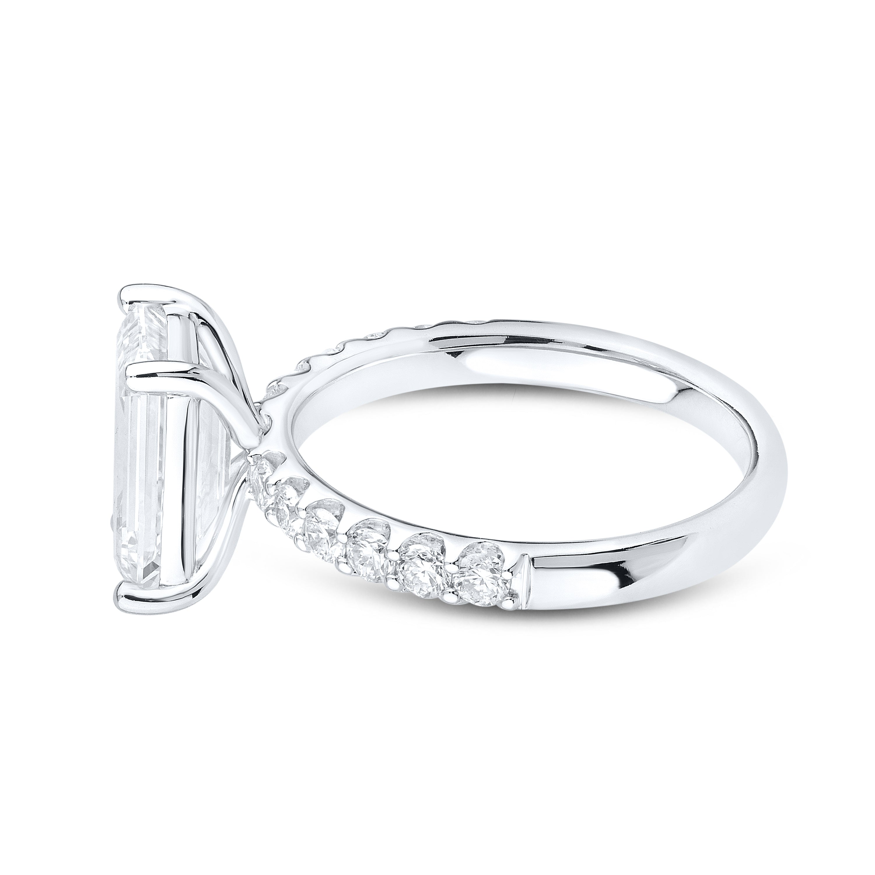 14kt White gold 3.5 CTW Lab Diamond Emerald Shape Engagement Ring