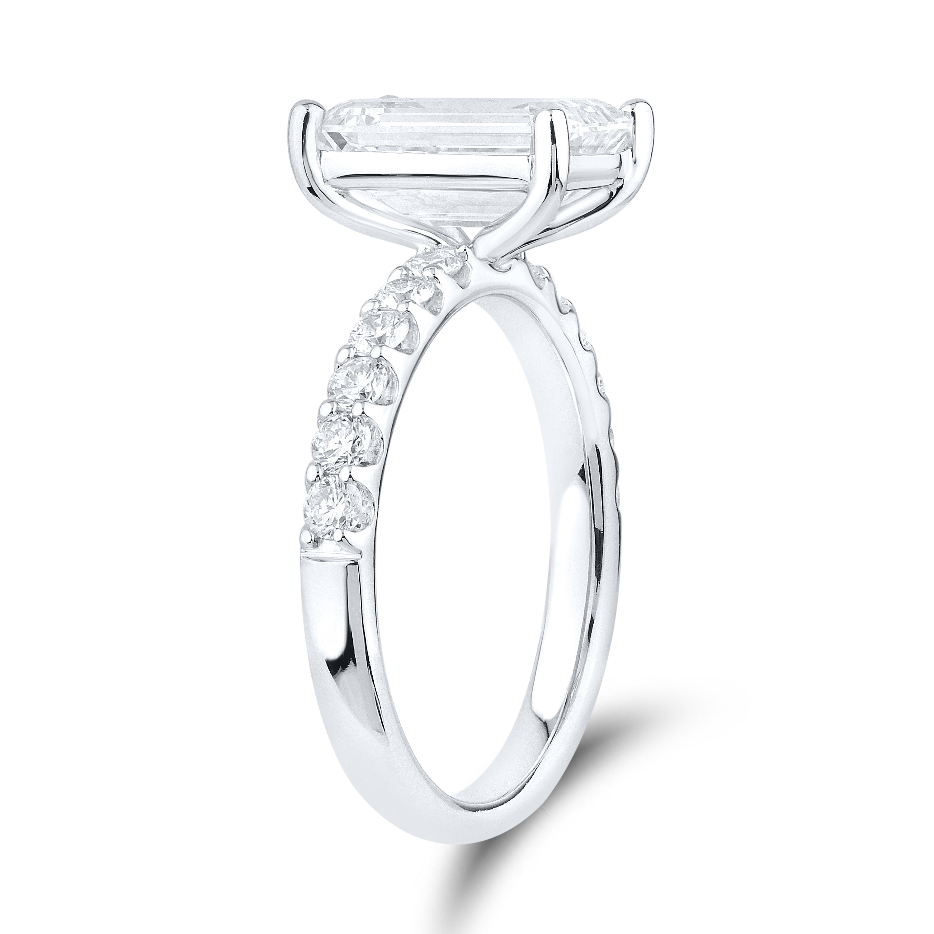 14kt White gold 3.5 CTW Lab Diamond Emerald Shape Engagement Ring