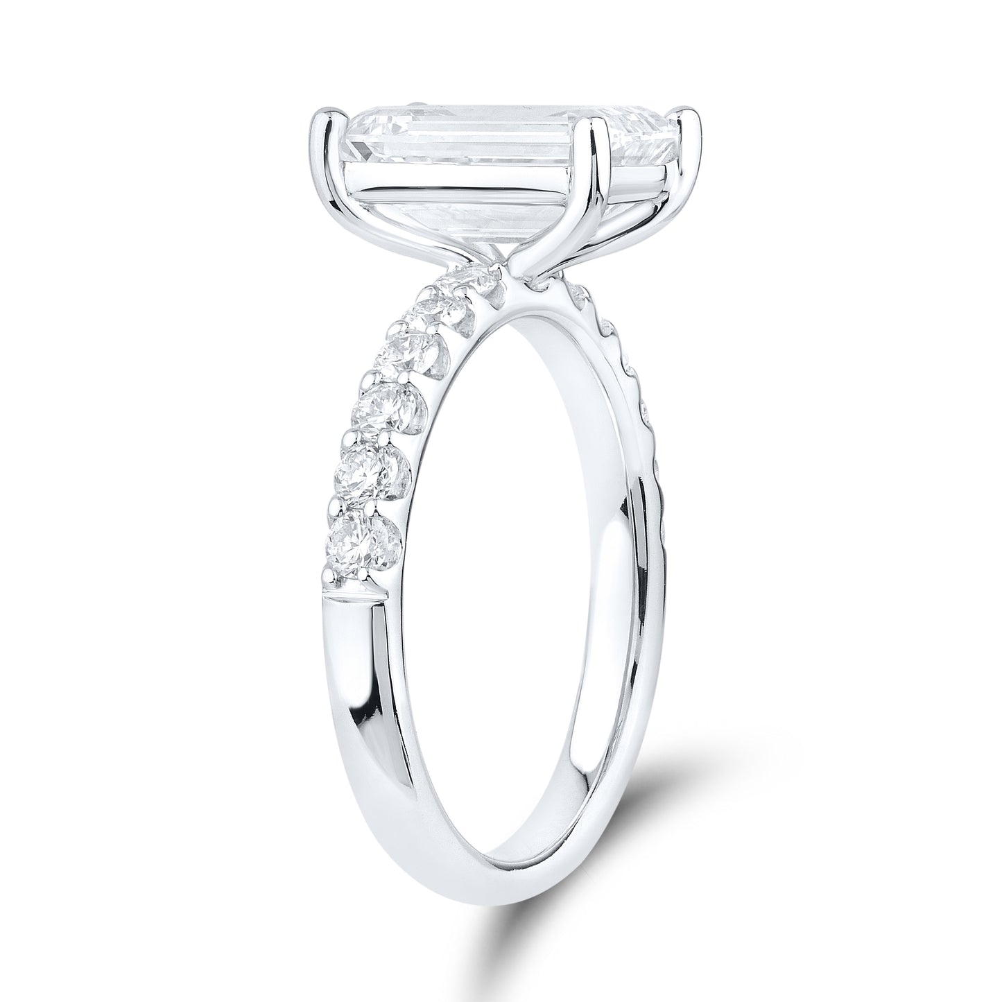 14kt White gold 3.5 CTW Lab Diamond Emerald Shape Engagement Ring