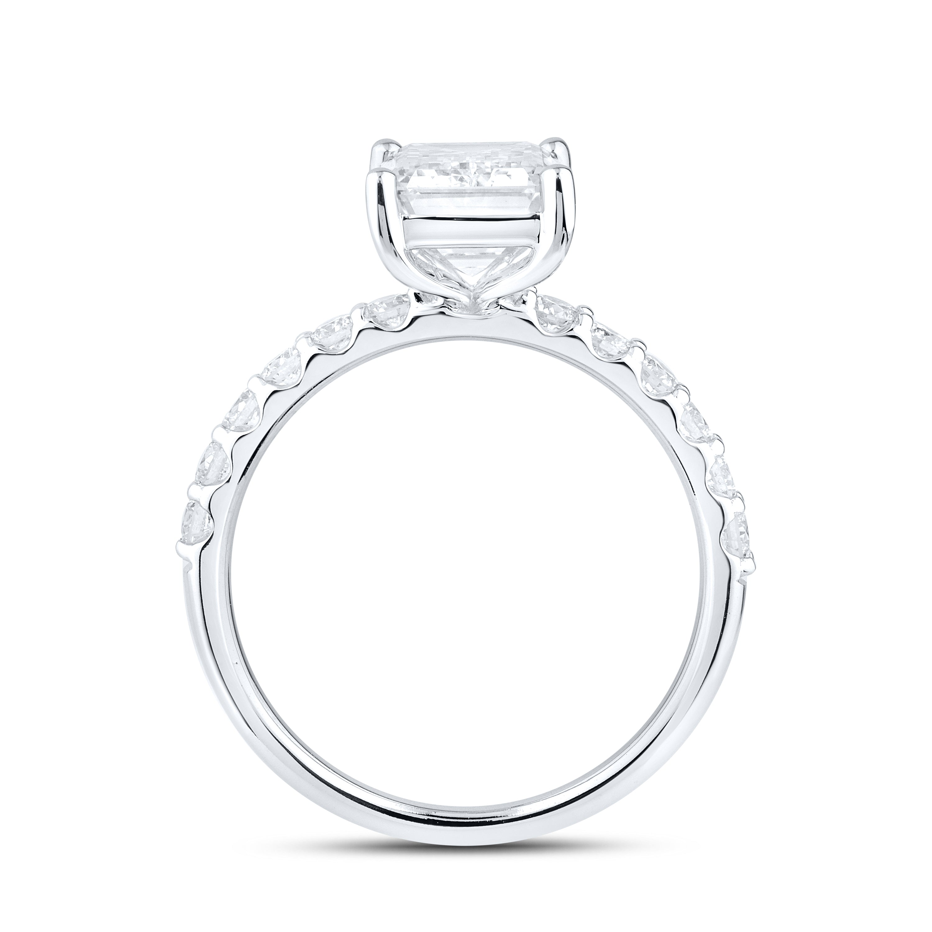 14kt White gold 3.5 CTW Lab Diamond Emerald Shape Engagement Ring