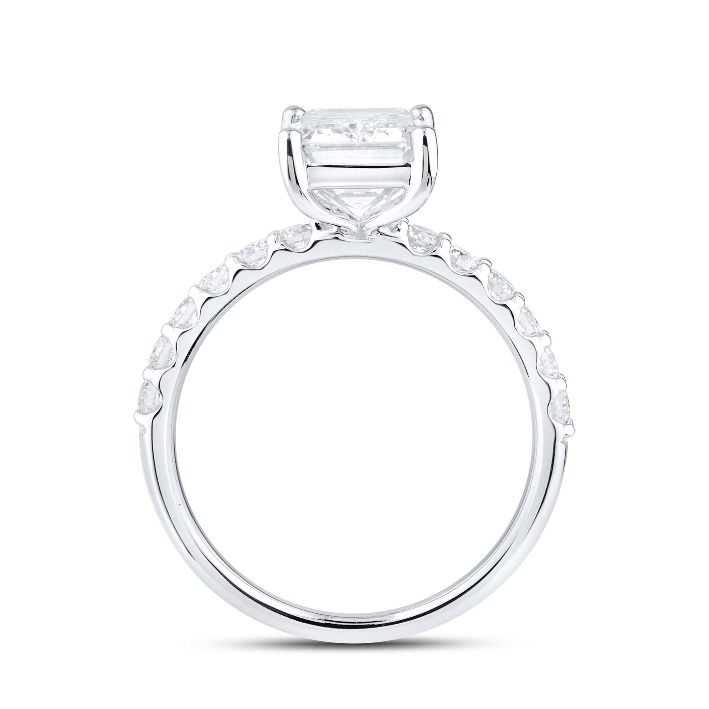 14kt White gold 3.5 CTW Lab Diamond Emerald Shape Engagement Ring
