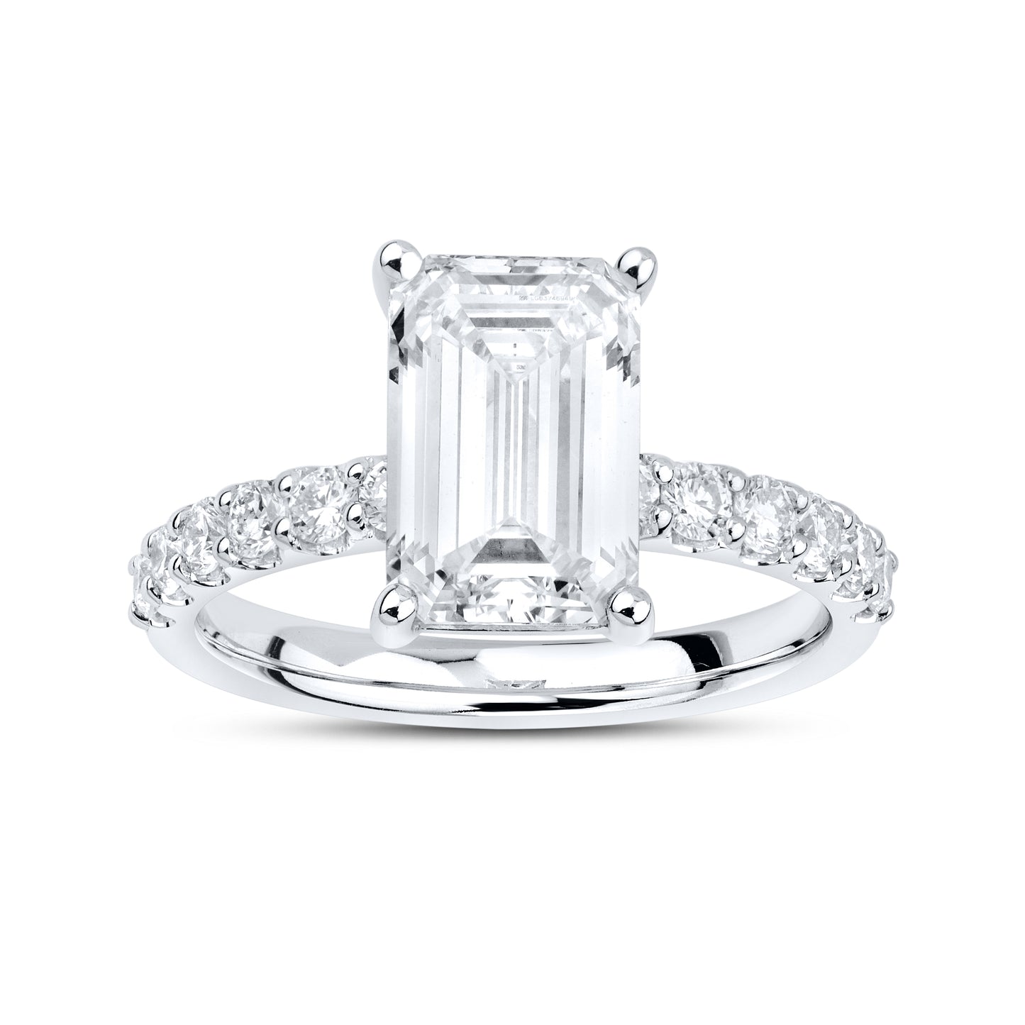 14kt White gold 3.5 CTW Lab Diamond Emerald Shape Engagement Ring