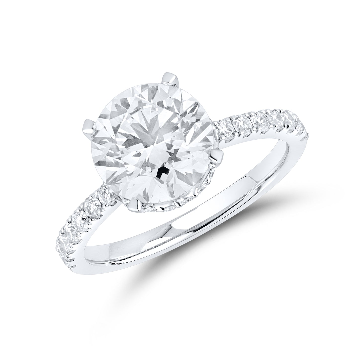 14KT WHITE GOLD LAB DIAMOND 3.50 CTW ROUND SHAPE SOLITAIRE RING
