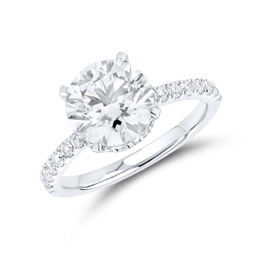 14KT WHITE GOLD LAB DIAMOND 3.50 CTW ROUND SHAPE SOLITAIRE RING