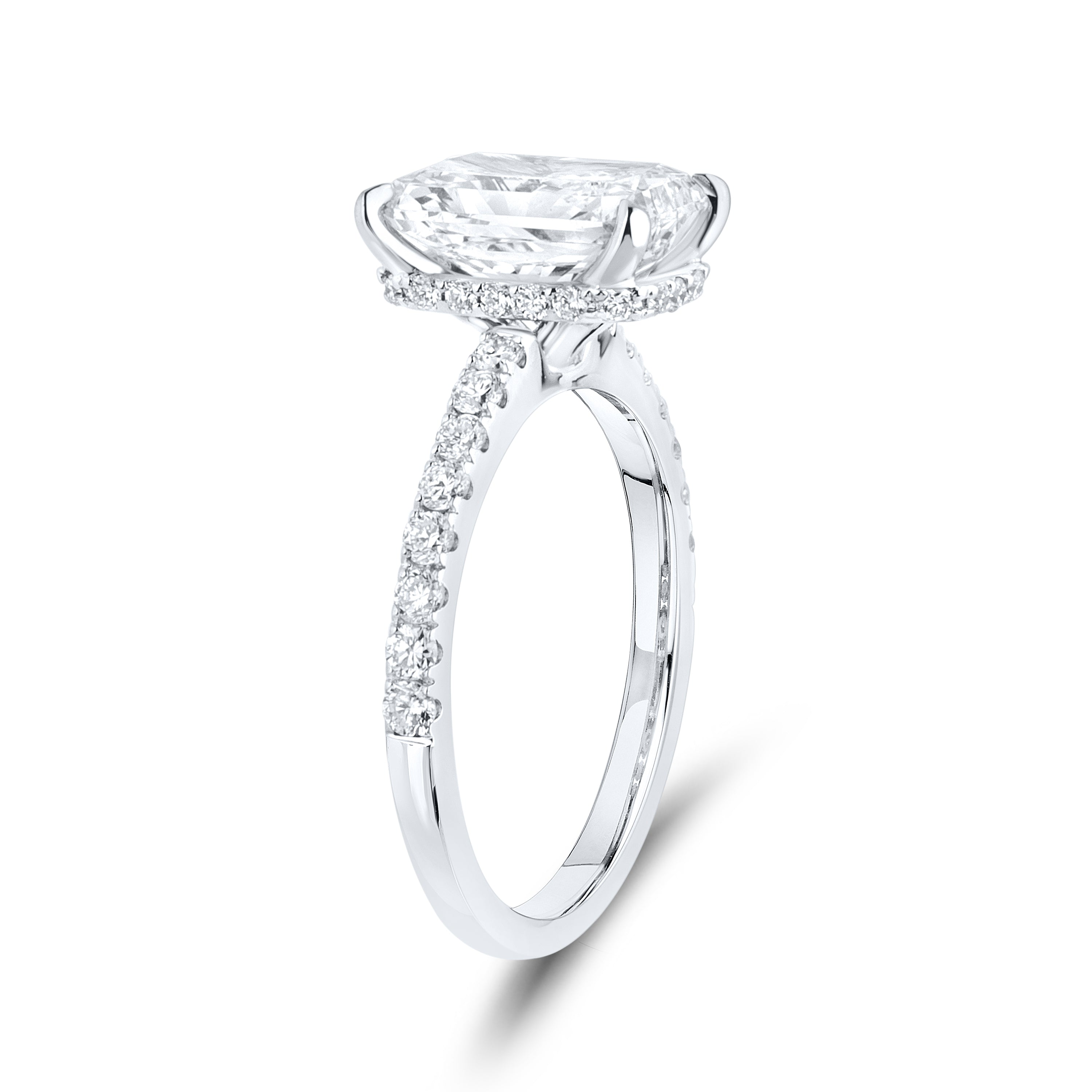 14KT WHITE GOLD LAB DIAMOND 3.50 CTW Radiant CUT RING