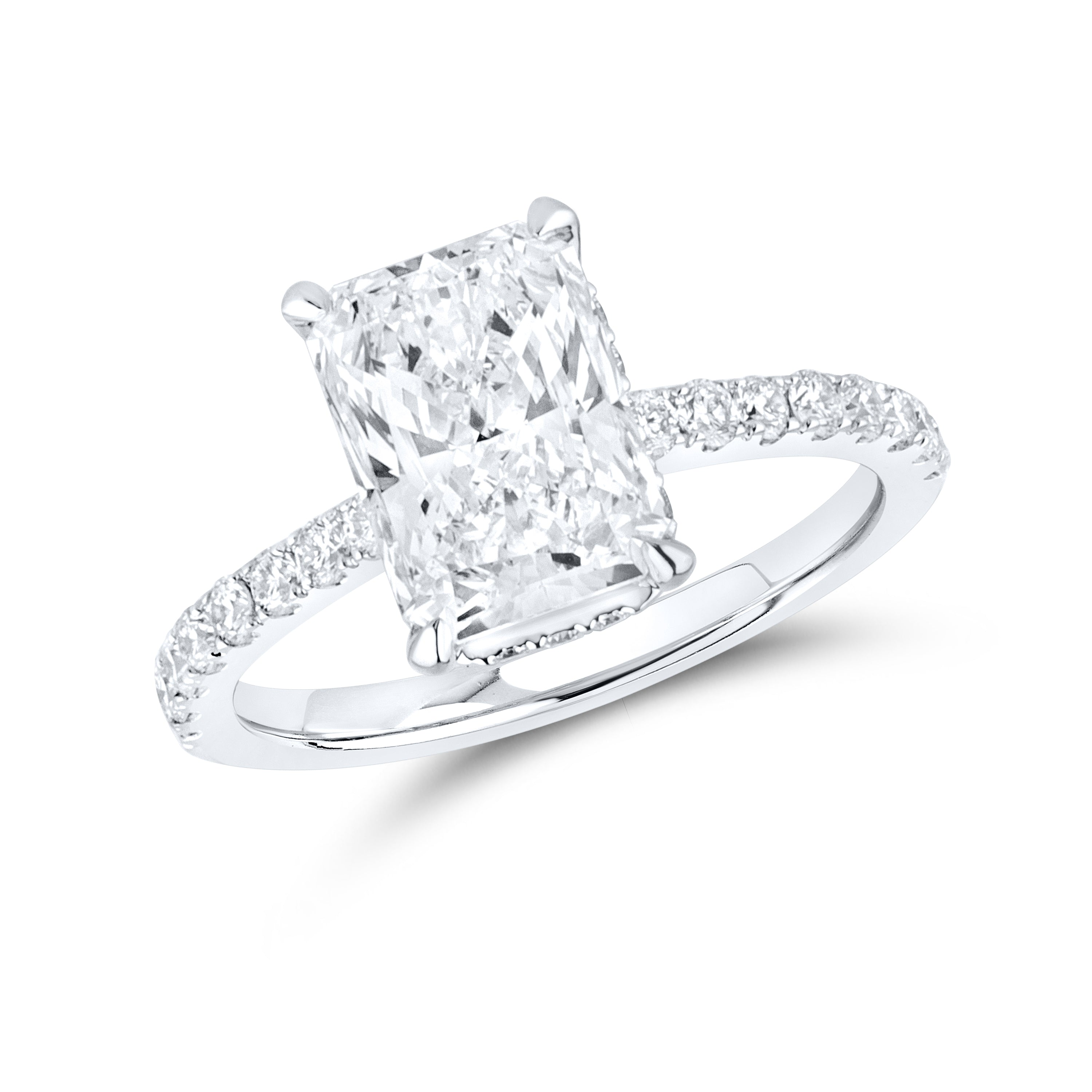 14KT WHITE GOLD LAB DIAMOND 3.50 CTW Radiant CUT RING