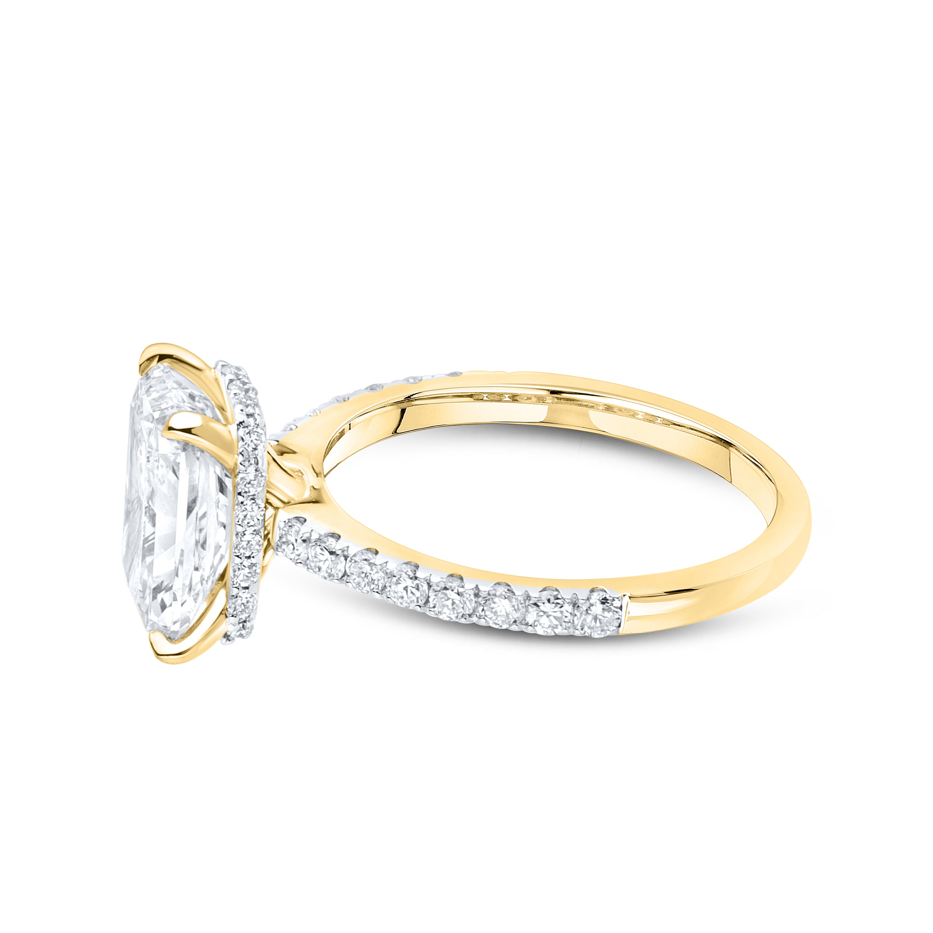 14KT YELLOW GOLD LAB DIAMOND 3.50 CTW Radiant CUT RING