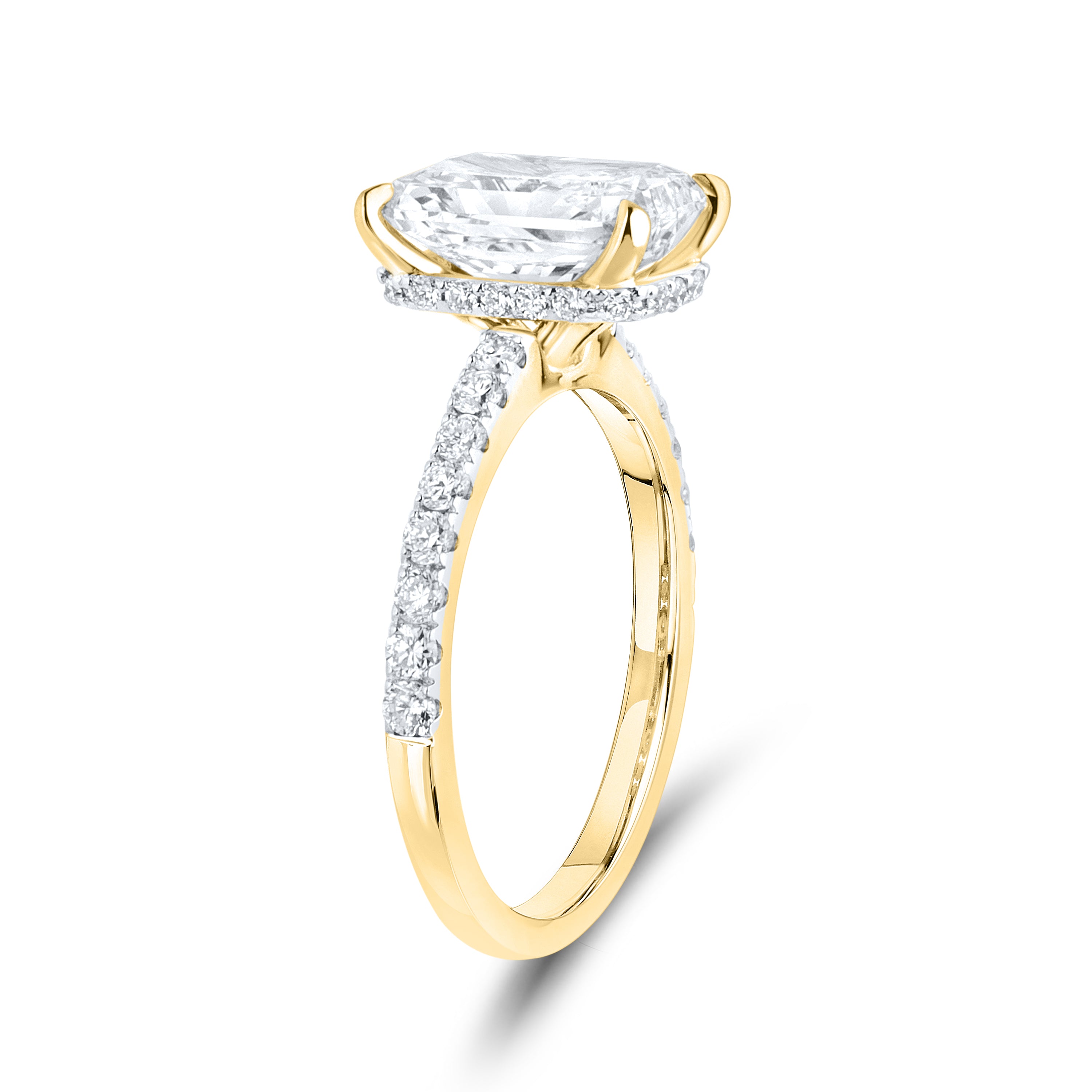 14KT YELLOW GOLD LAB DIAMOND 3.50 CTW Radiant CUT RING