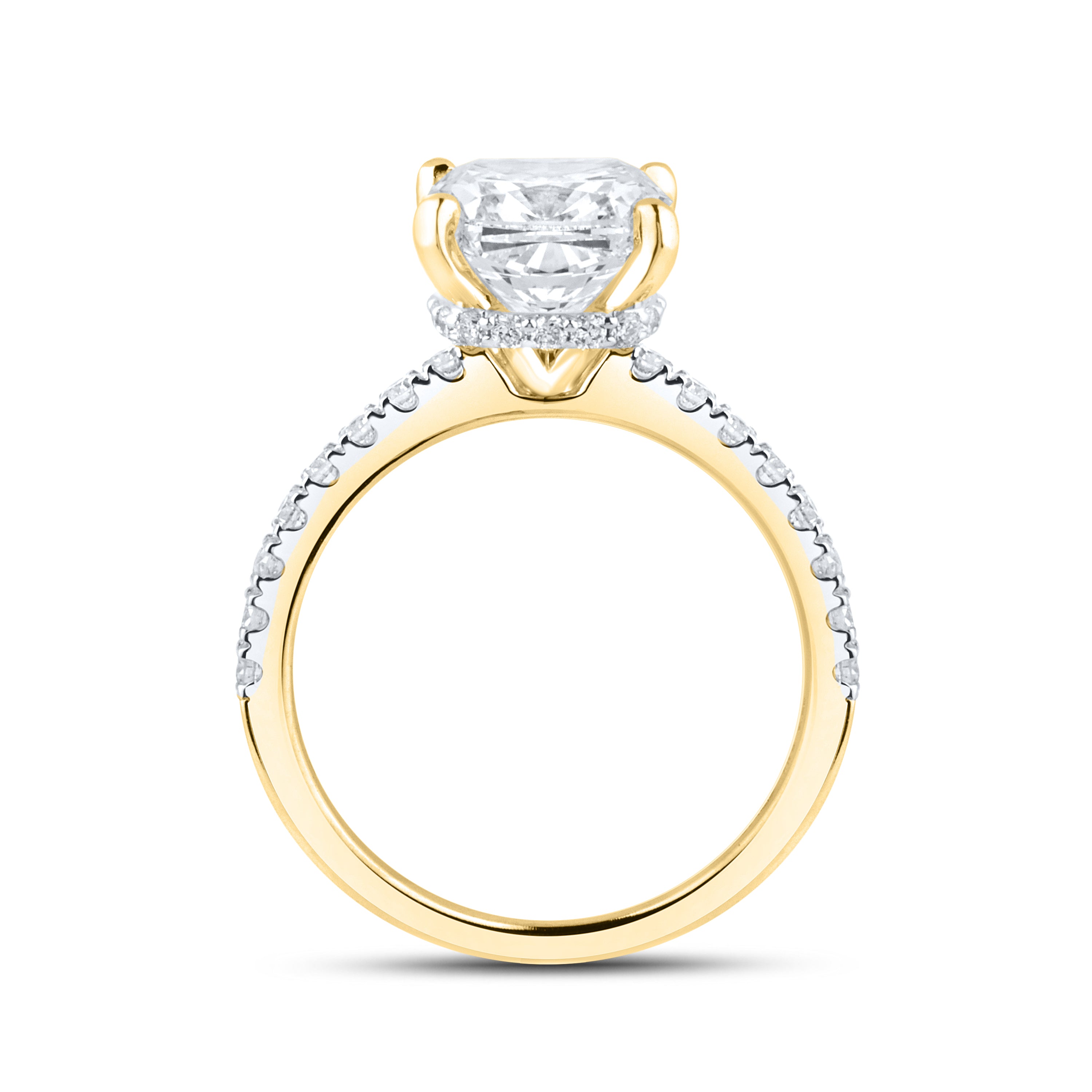 14KT YELLOW GOLD LAB DIAMOND 3.50 CTW Radiant CUT RING