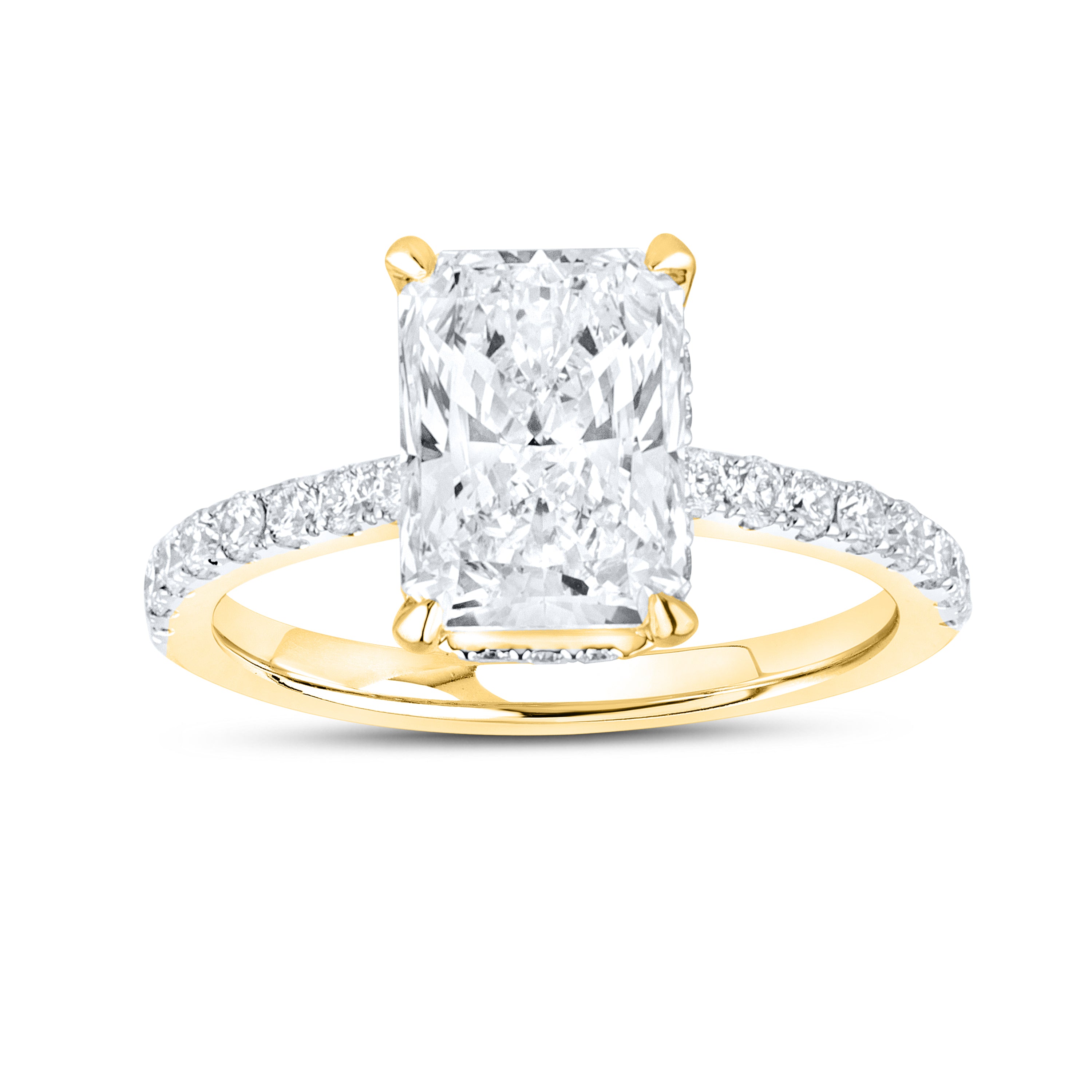 14KT YELLOW GOLD LAB DIAMOND 3.50 CTW Radiant CUT RING