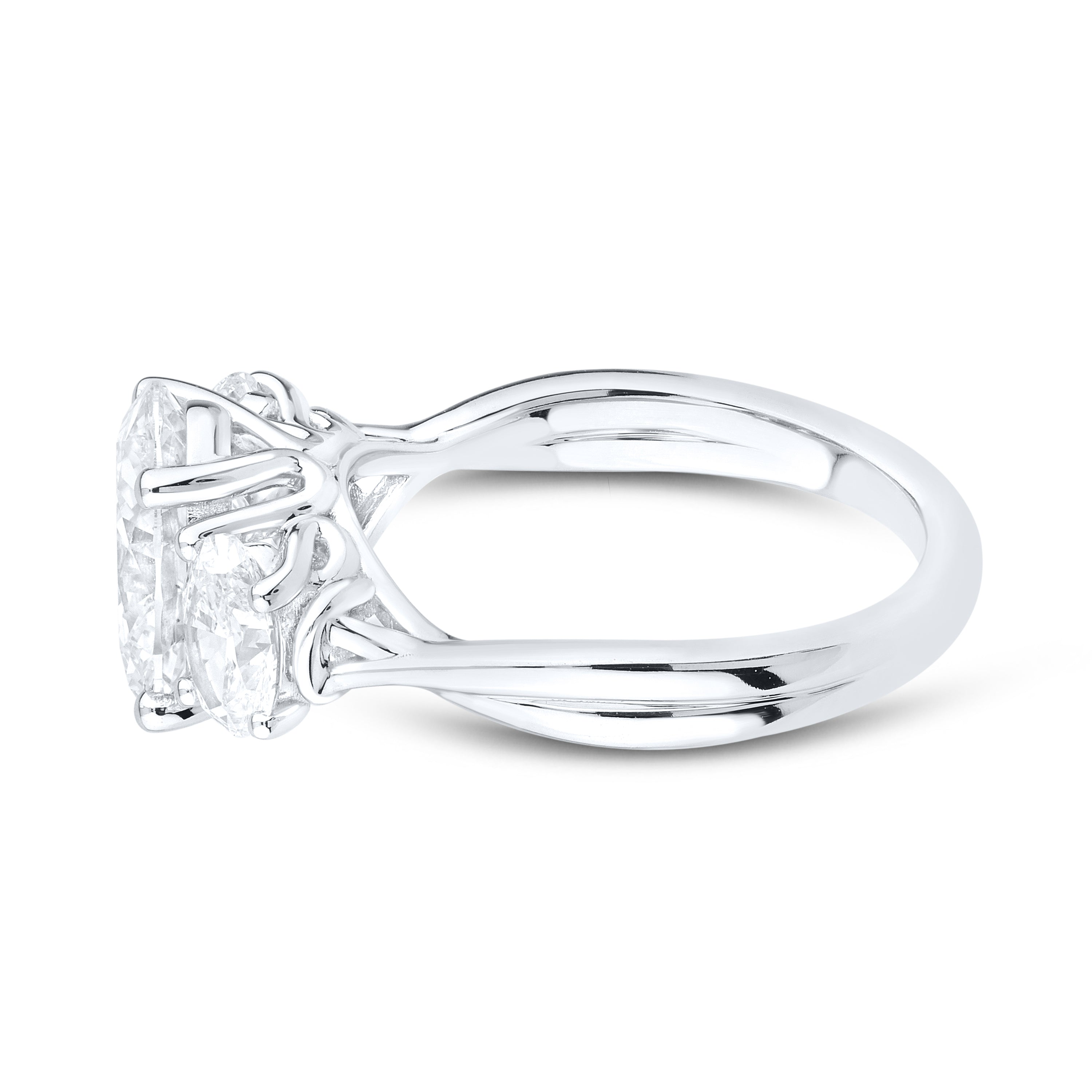 14kt White gold 3.5 CTW Lab Diamond Three Stone Engagement Ring