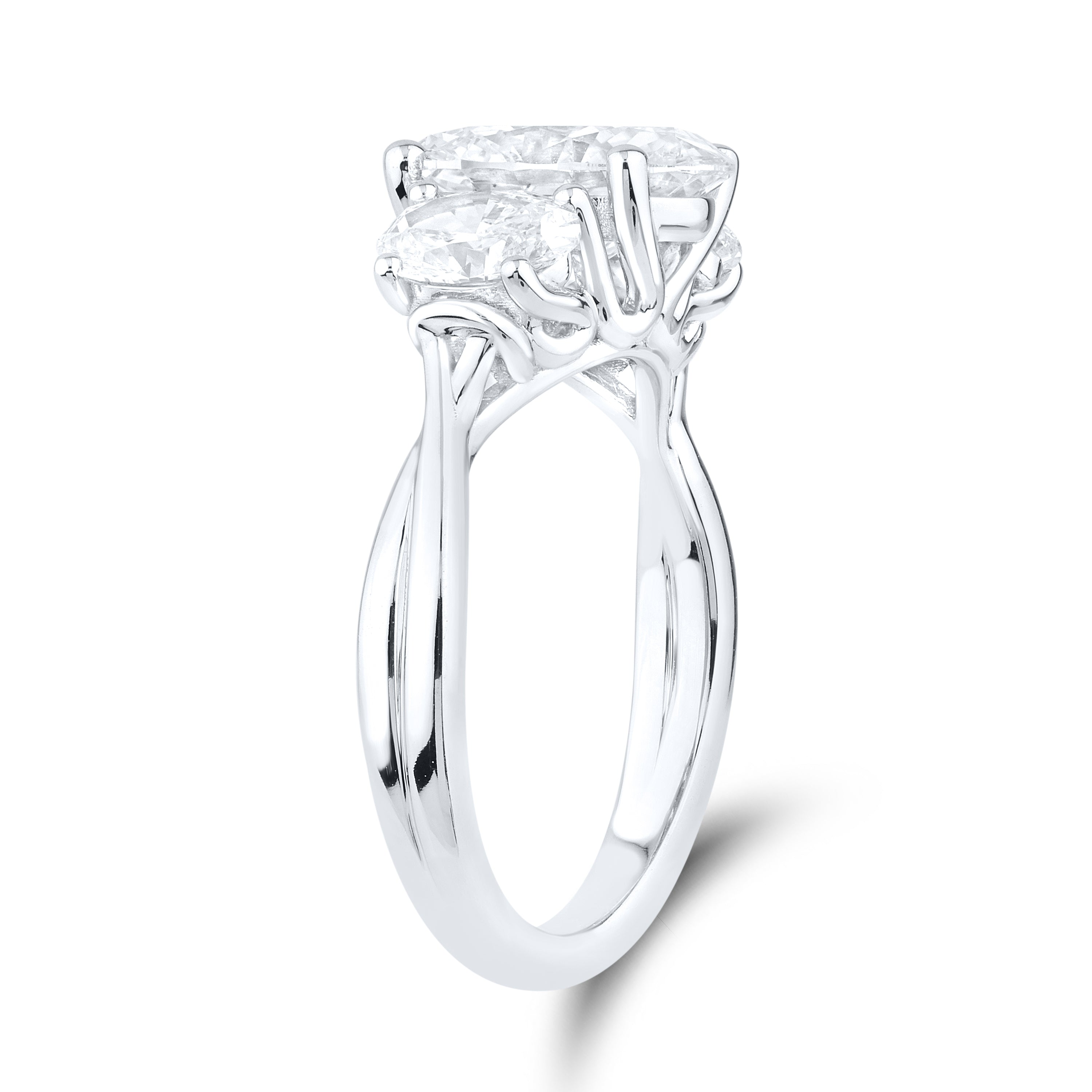 14kt White gold 3.5 CTW Lab Diamond Three Stone Engagement Ring