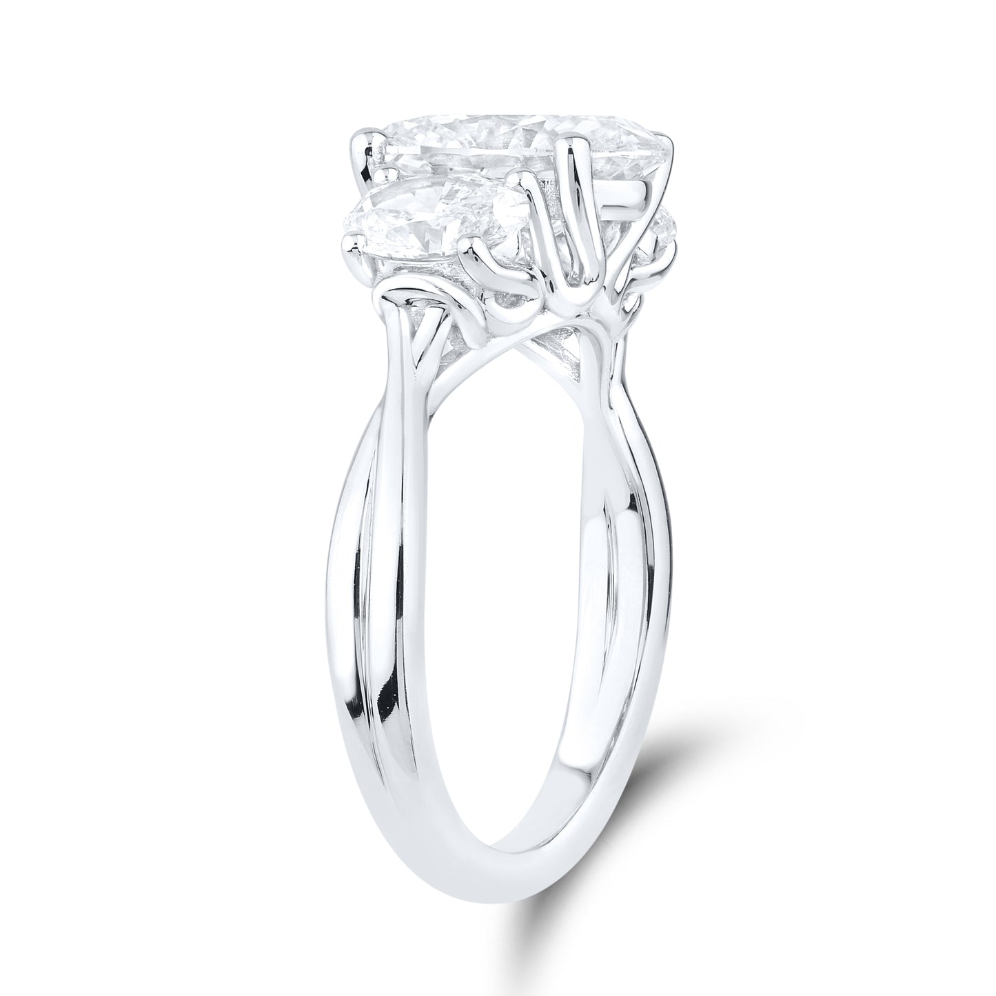 14kt White gold 3.5 CTW Lab Diamond Three Stone Engagement Ring