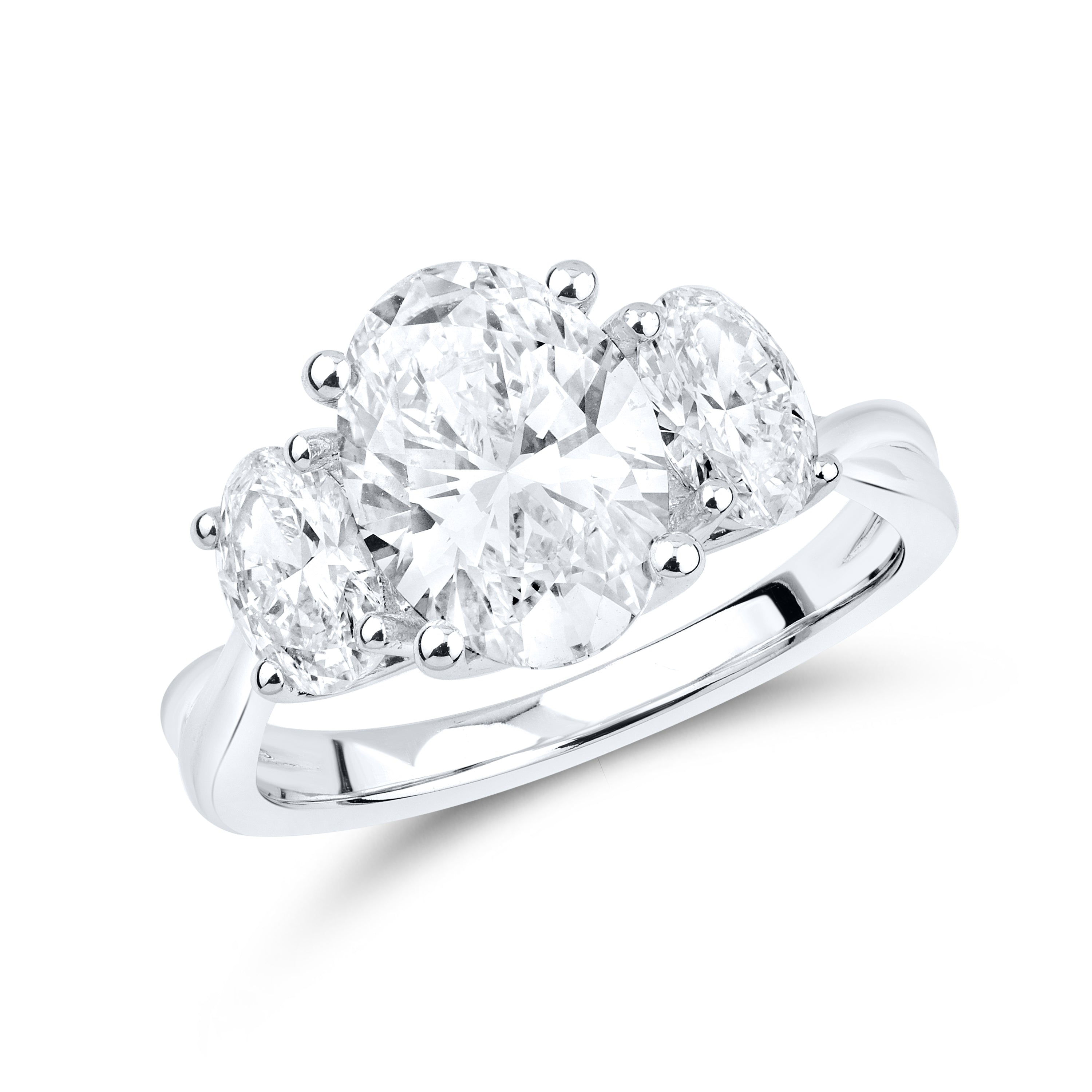 14kt White gold 3.5 CTW Lab Diamond Three Stone Engagement Ring