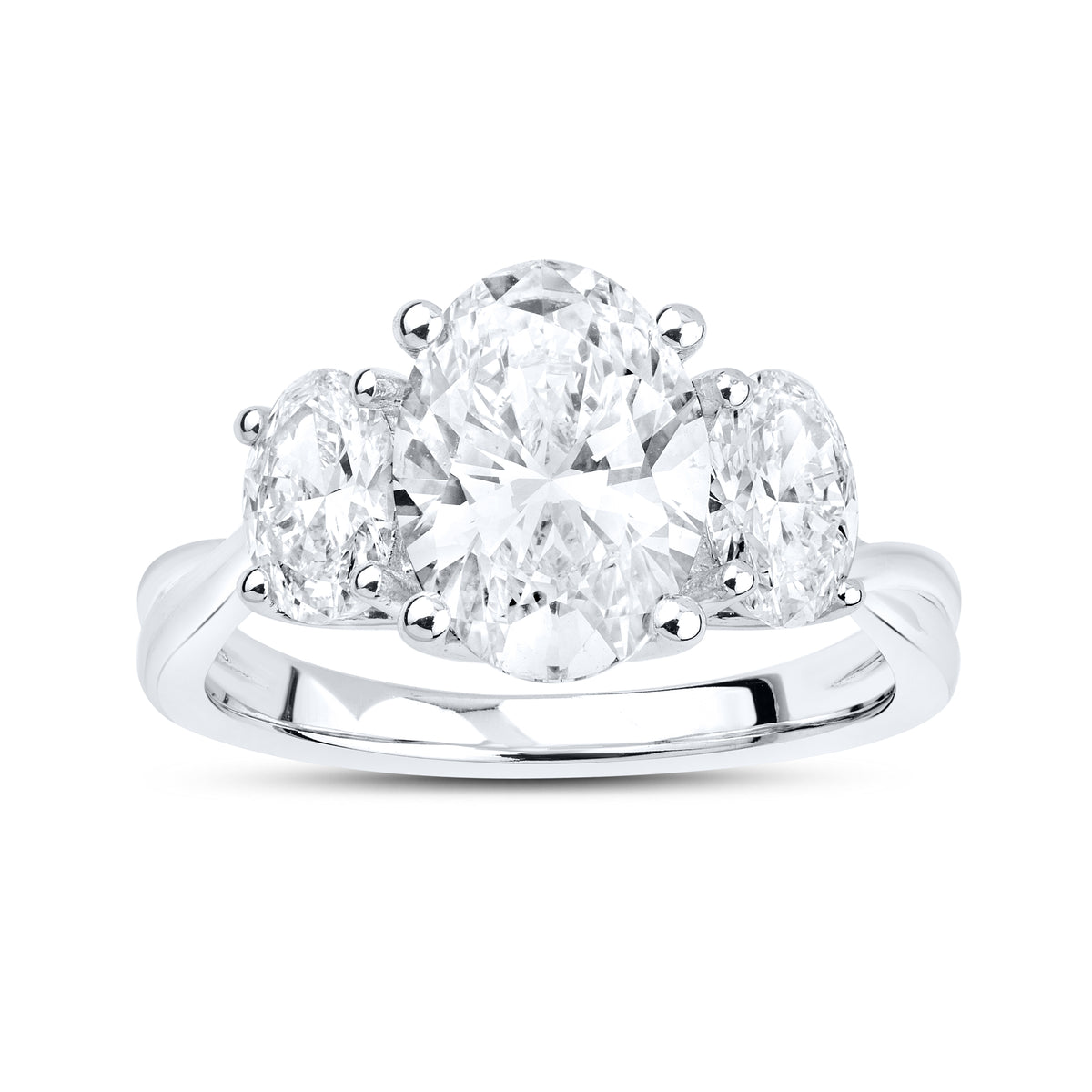 14kt White gold 3.5 CTW Lab Diamond Three Stone Engagement Ring