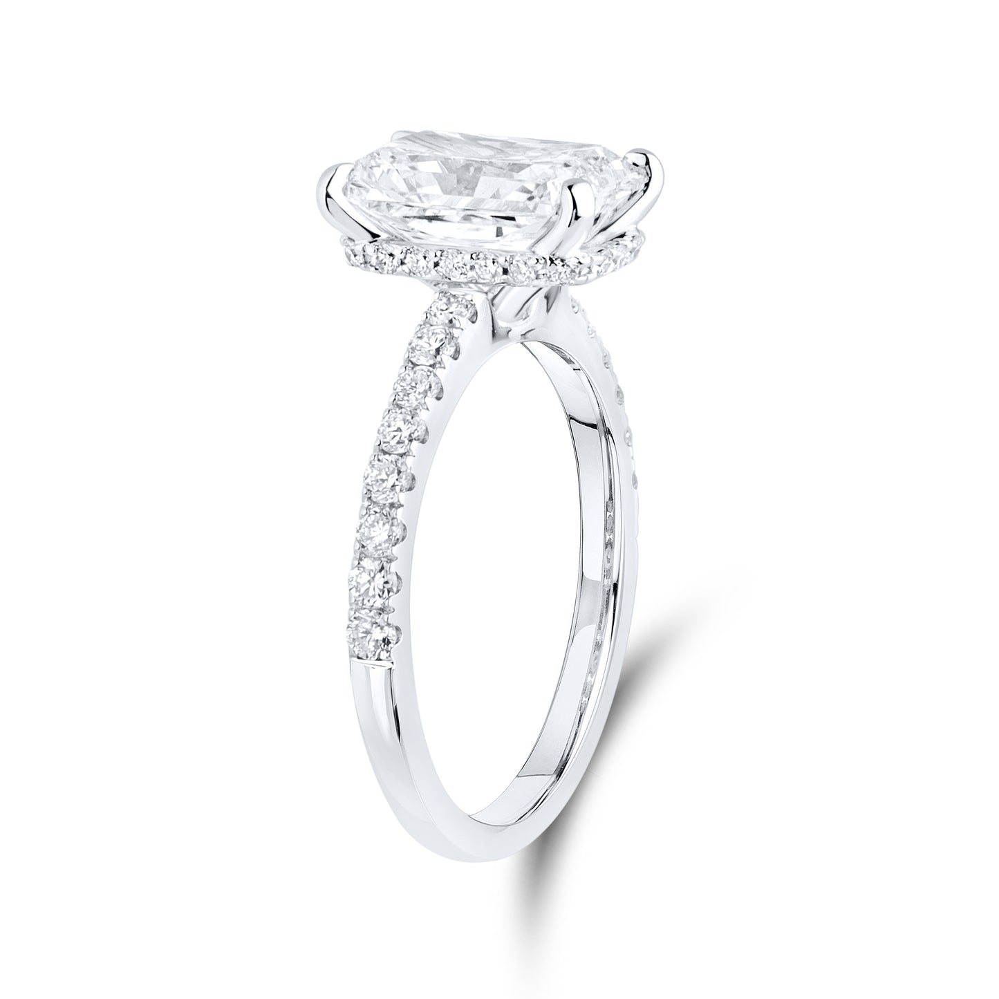 14KT WHITE GOLD LAB DIAMOND 3.50 CTW RADIANT CUT SOLITAIRE RING