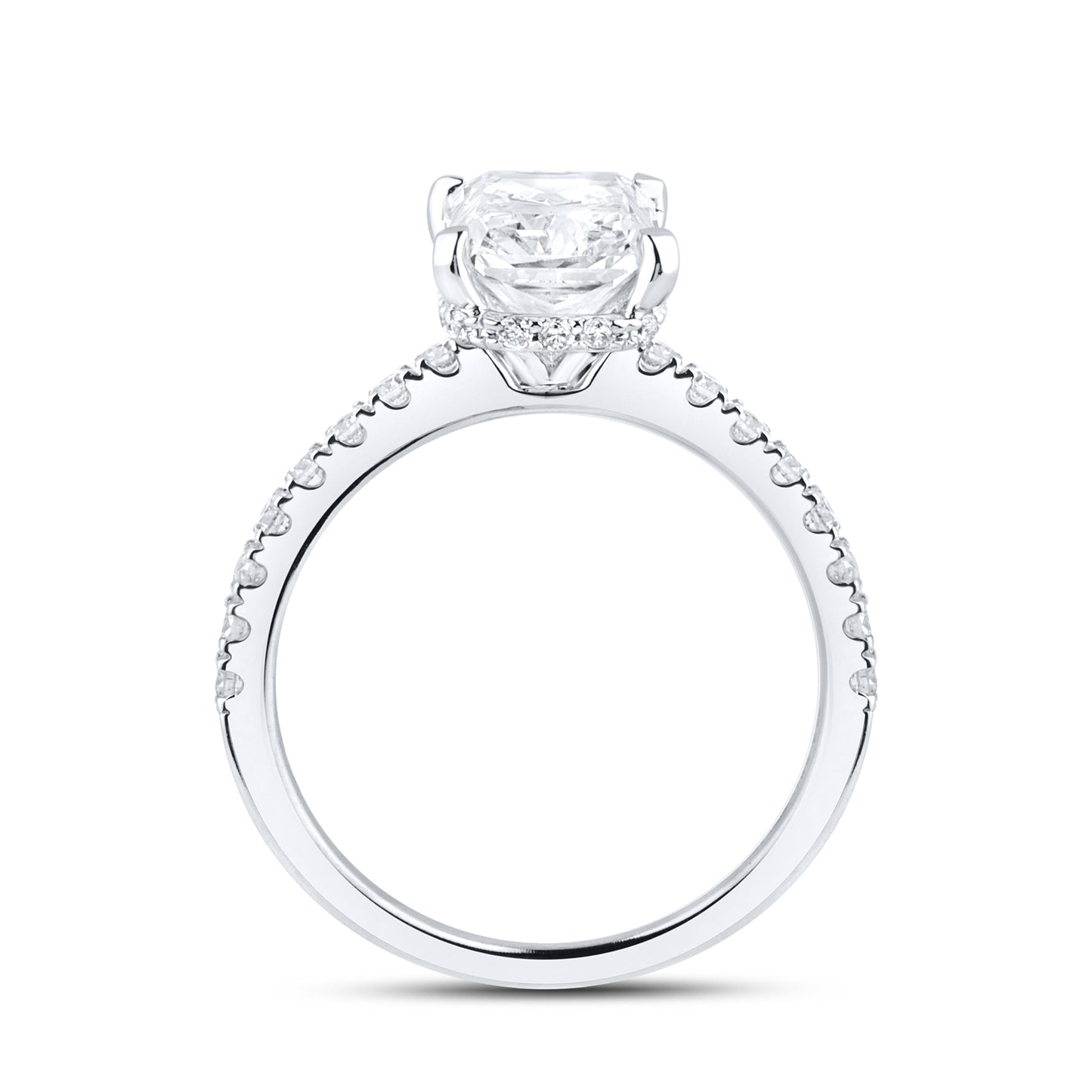 14KT WHITE GOLD LAB DIAMOND 3.50 CTW RADIANT CUT SOLITAIRE RING