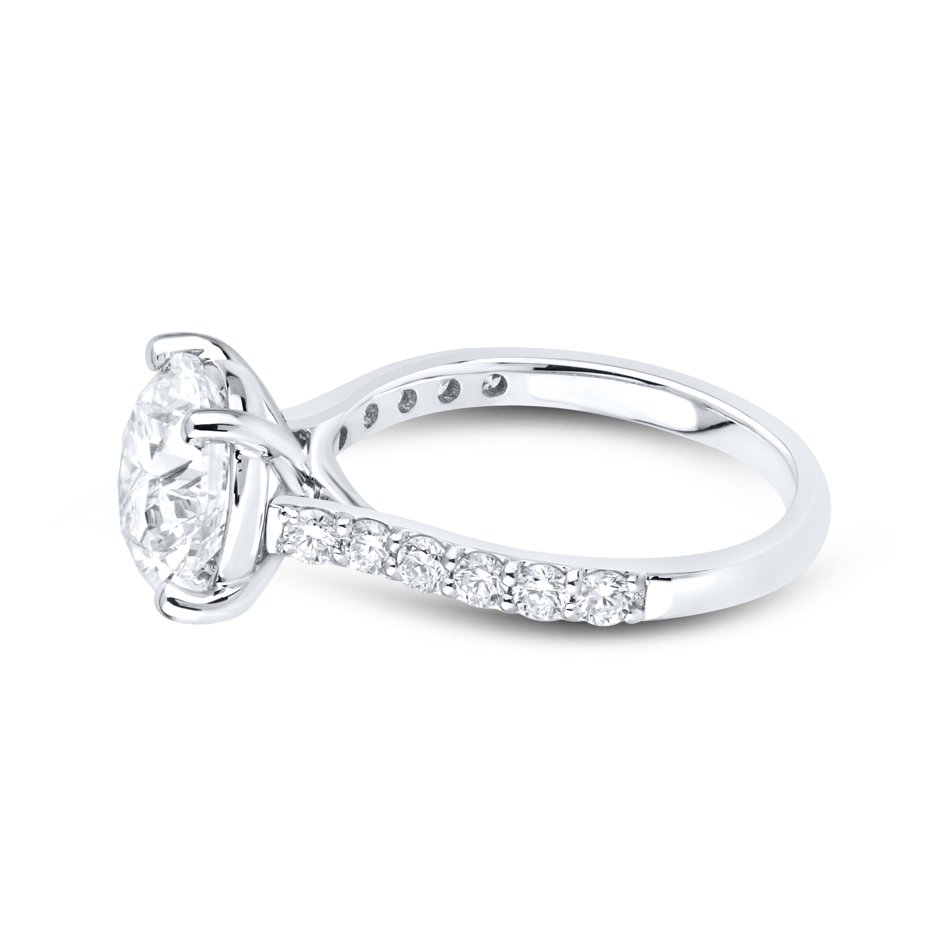 14kt White Gold 3.52 CTW Lab Diamond Round Shape Solitaire Ring