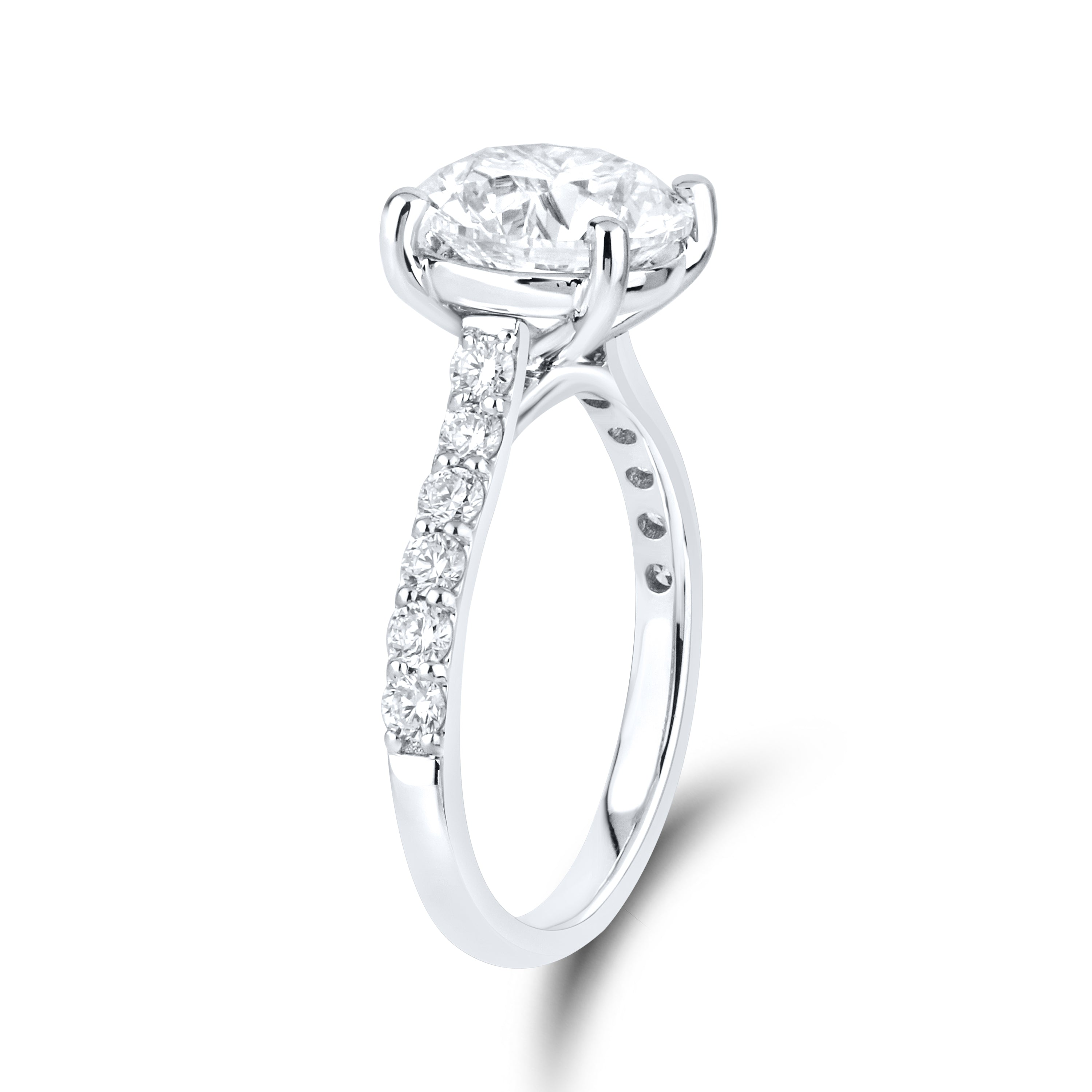 14kt White Gold 3.52 CTW Lab Diamond Round Shape Solitaire Ring