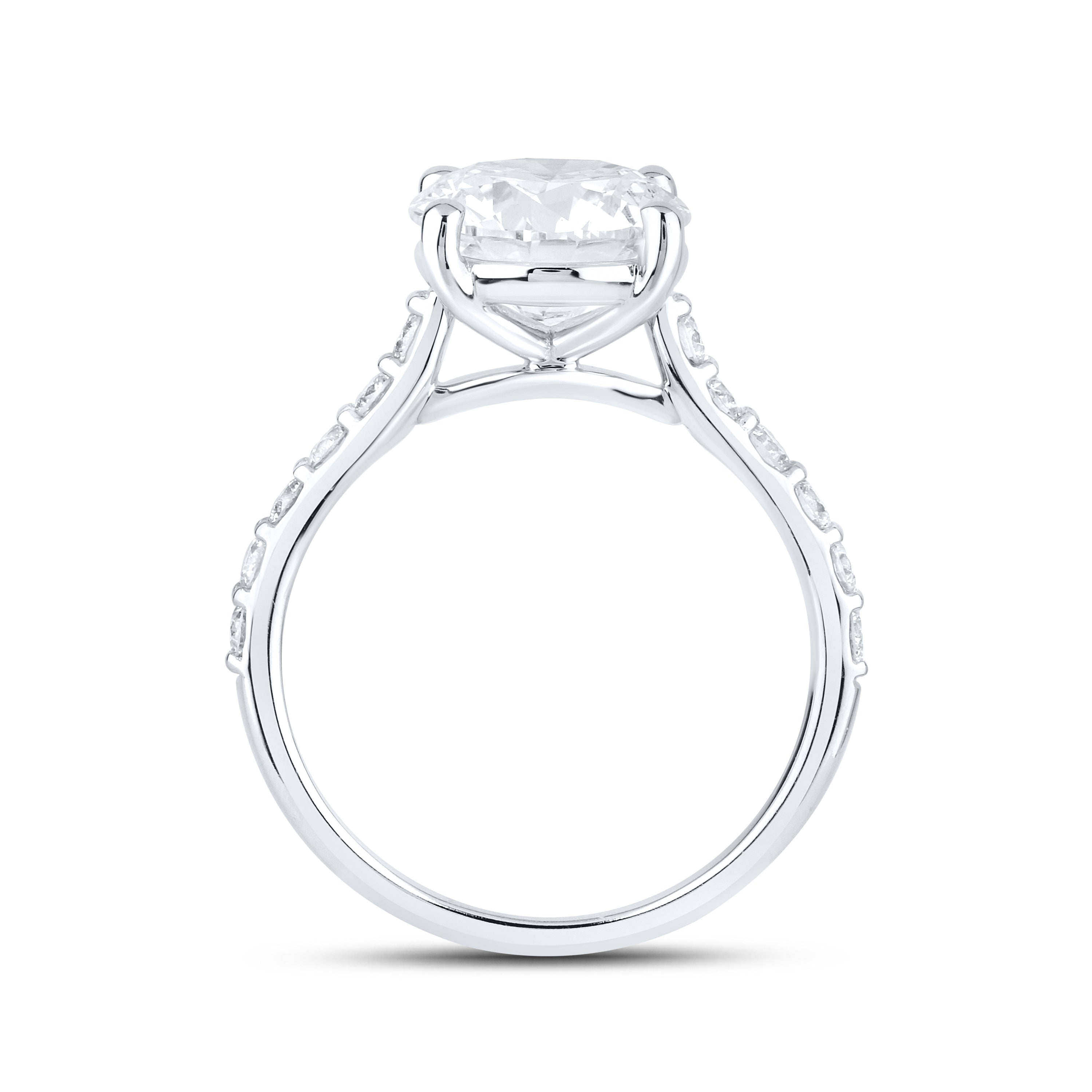 14kt White Gold 3.52 CTW Lab Diamond Round Shape Solitaire Ring