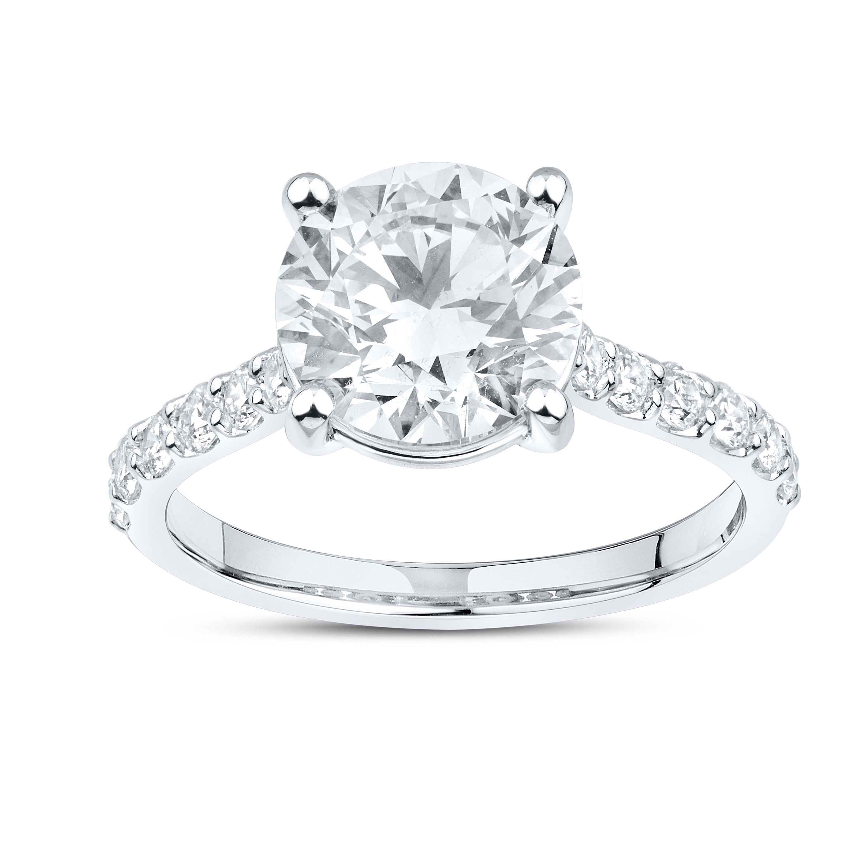 14kt White Gold 3.52 CTW Lab Diamond Round Shape Solitaire Ring