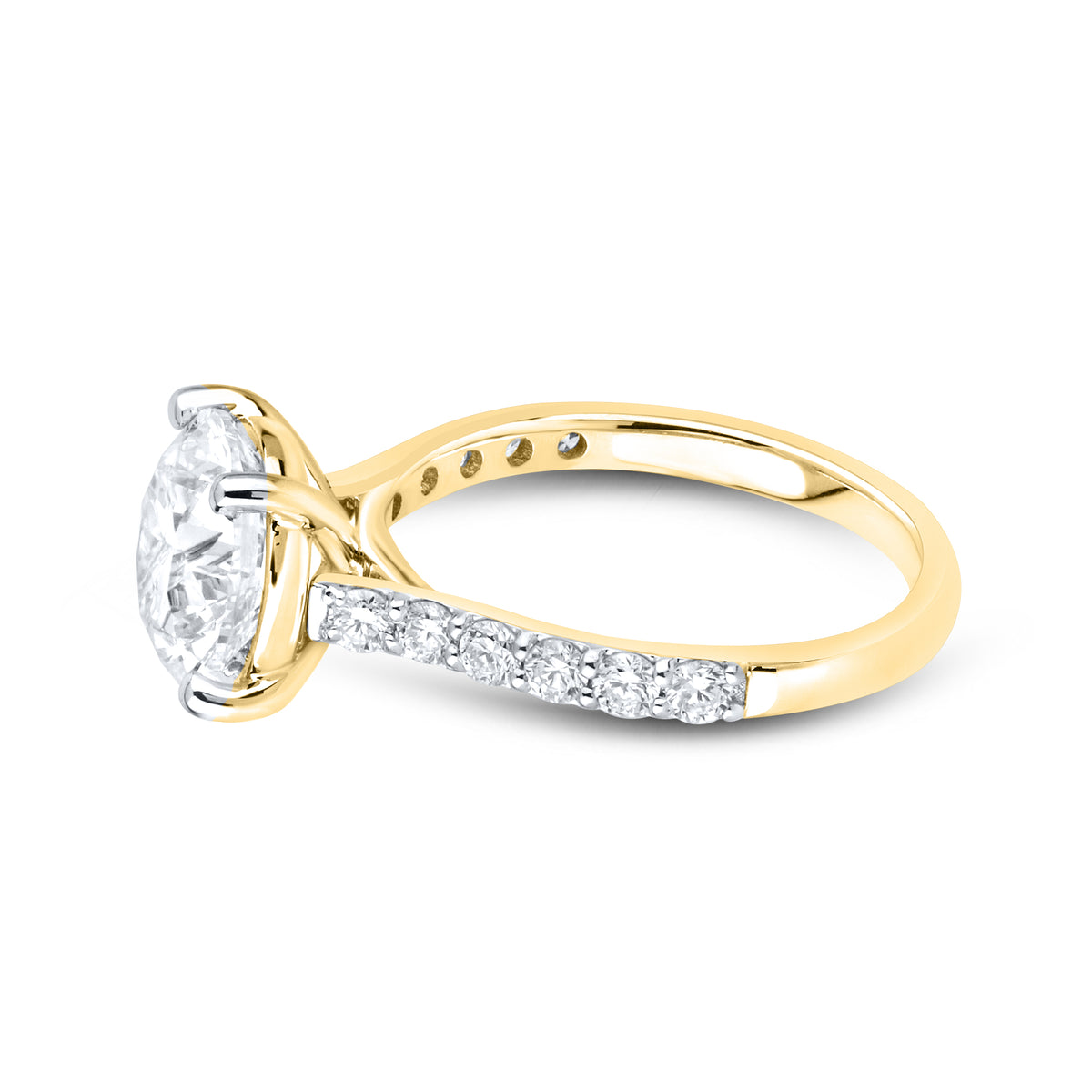 14kt Yellow Gold 3.49 CTW Lab Diamond Round Shape Solitaire Ring