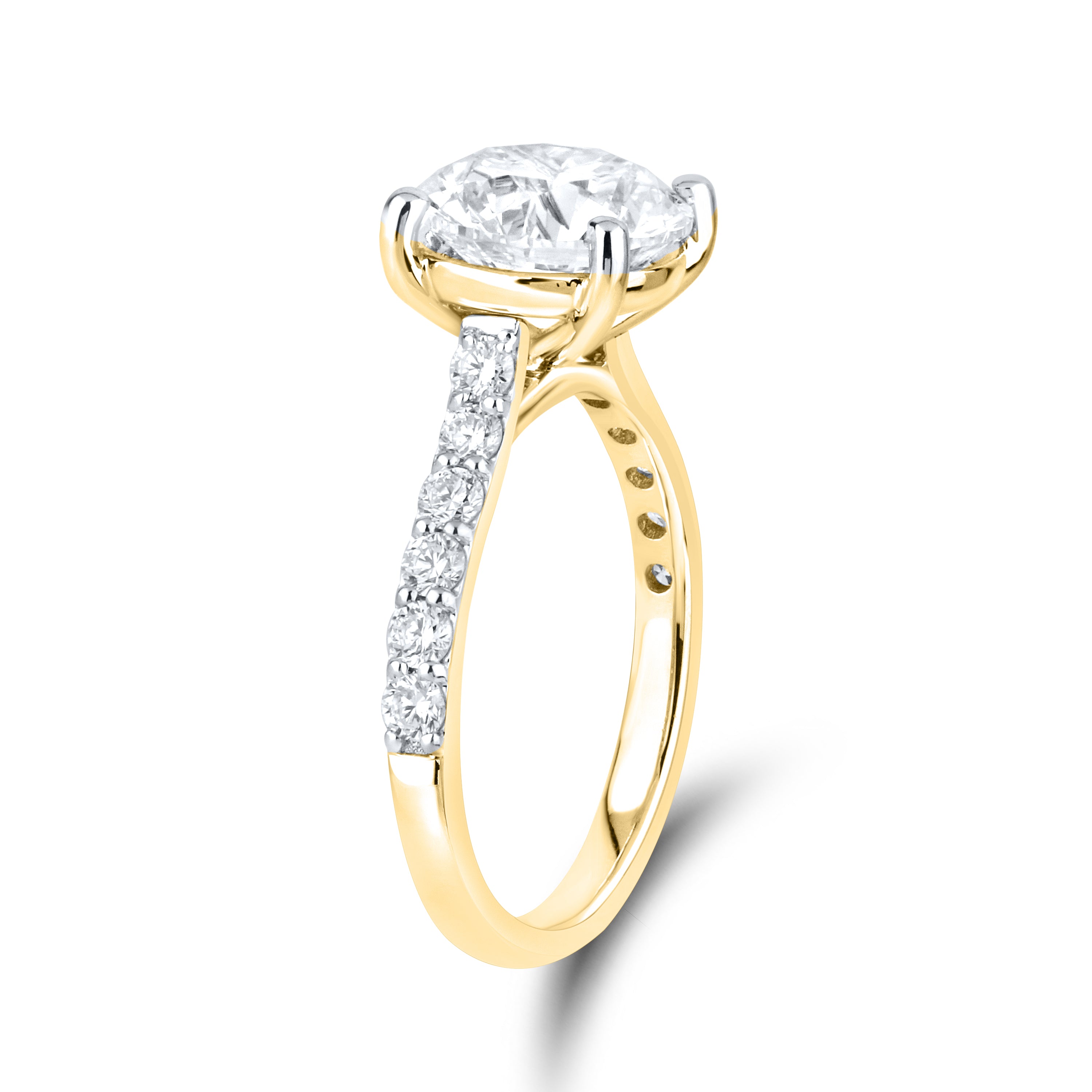 14kt Yellow Gold 3.49 CTW Lab Diamond Round Shape Solitaire Ring