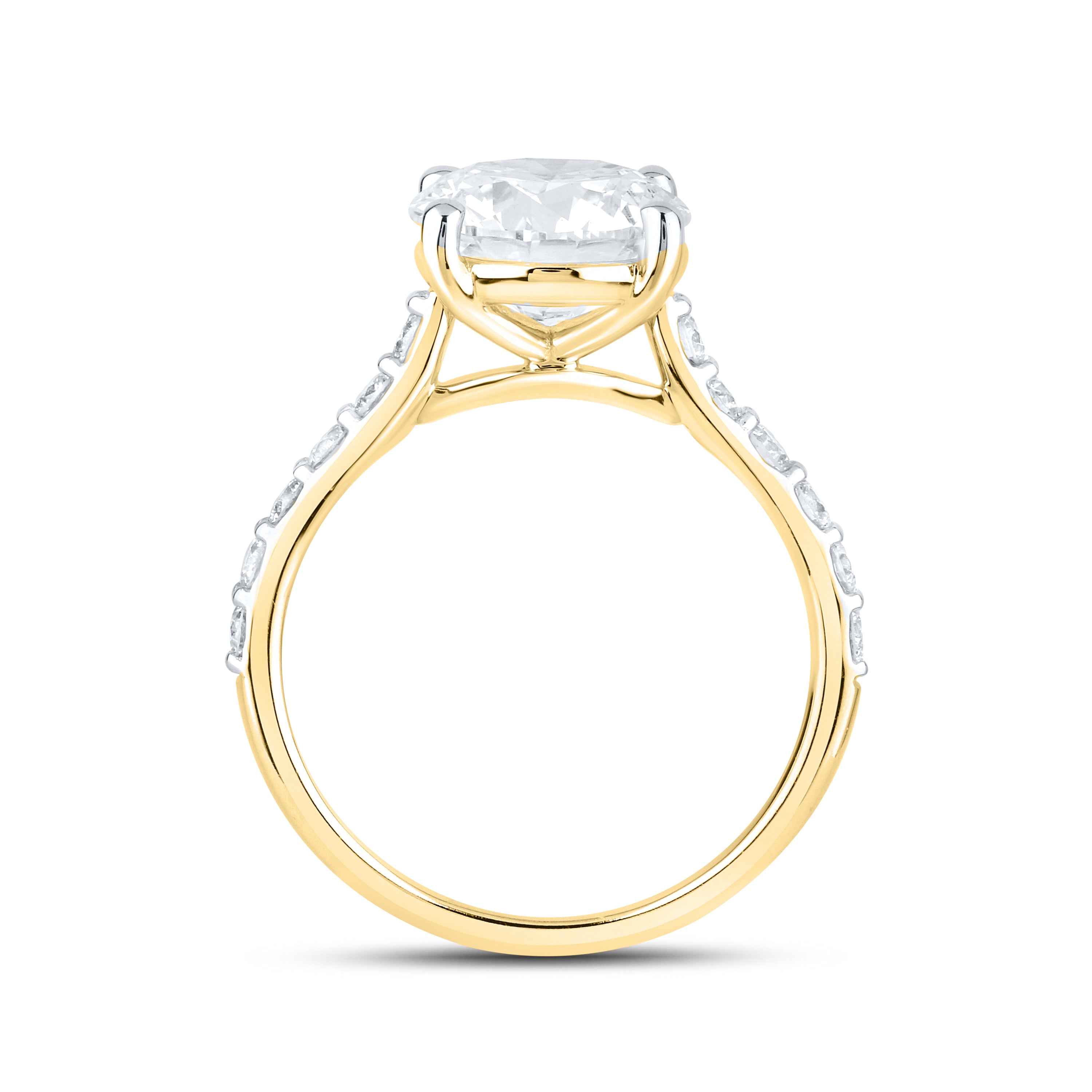 14kt Yellow Gold 3.49 CTW Lab Diamond Round Shape Solitaire Ring