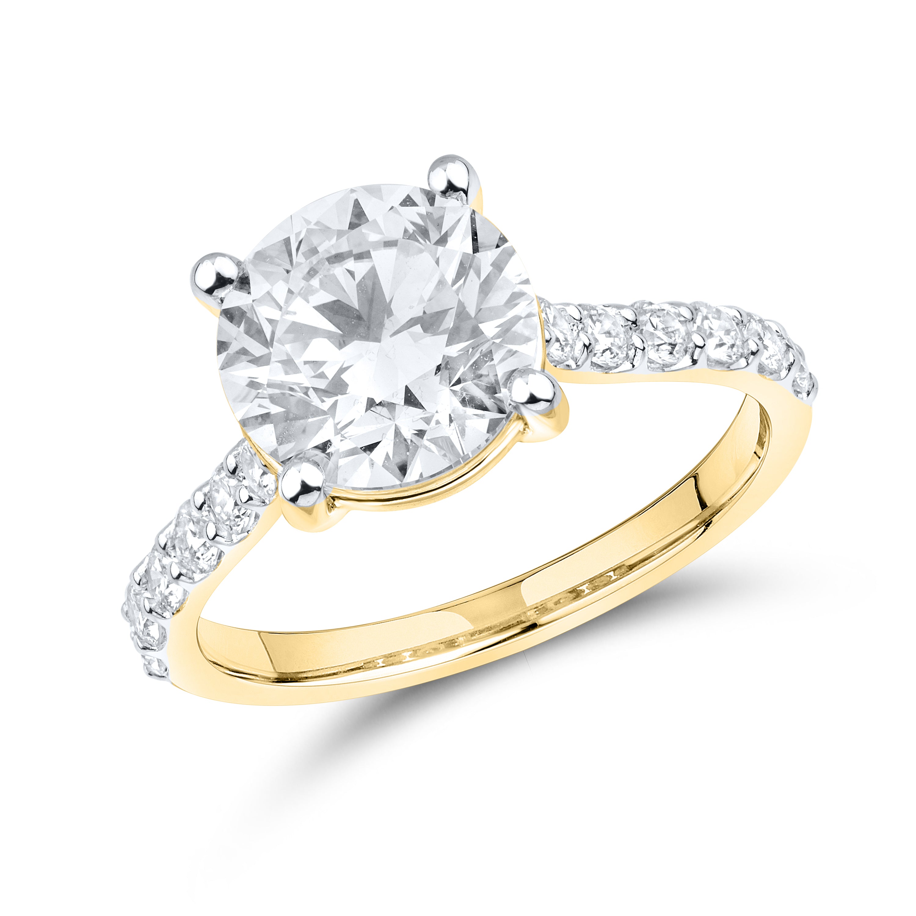14kt Yellow Gold 3.49 CTW Lab Diamond Round Shape Solitaire Ring