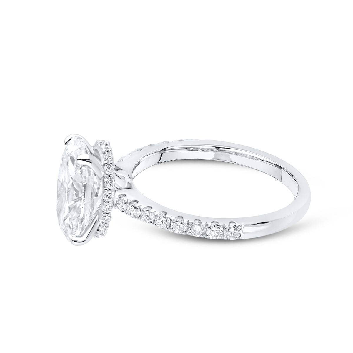 14KT WHITE GOLD LAB DIAMOND 3.50 CTW OVAL RING