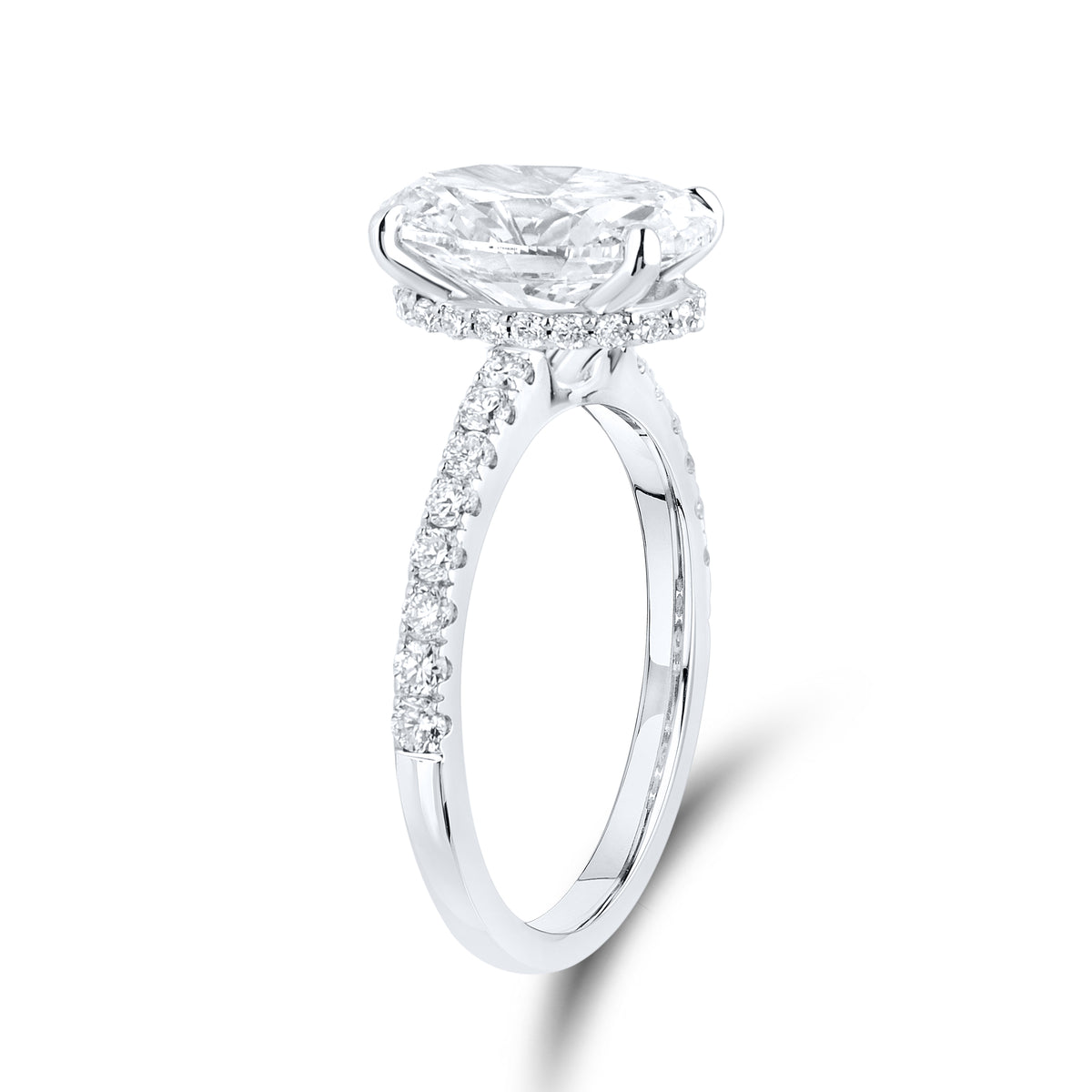 14KT WHITE GOLD LAB DIAMOND 3.50 CTW OVAL RING